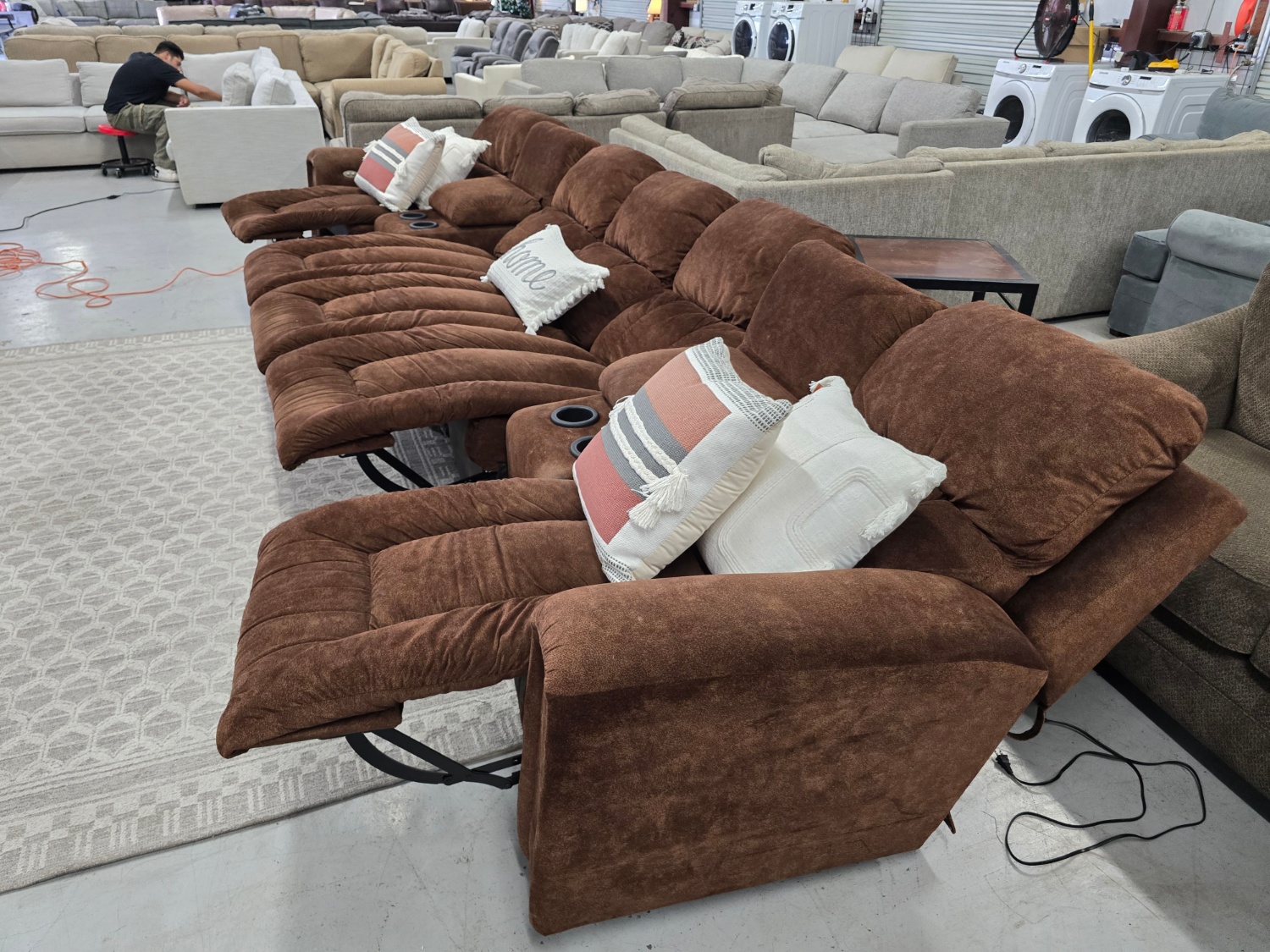 Large Brown theater style Sectional Couch For Sale With 🚛 SAME DAY DELIVERY 🚚 image | Ivy Store