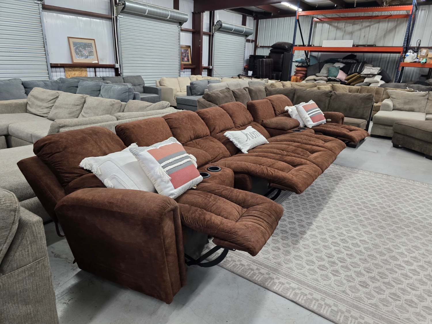 Large Brown theater style Sectional Couch For Sale With 🚛 SAME DAY DELIVERY 🚚 Image #1 | Ivy Store