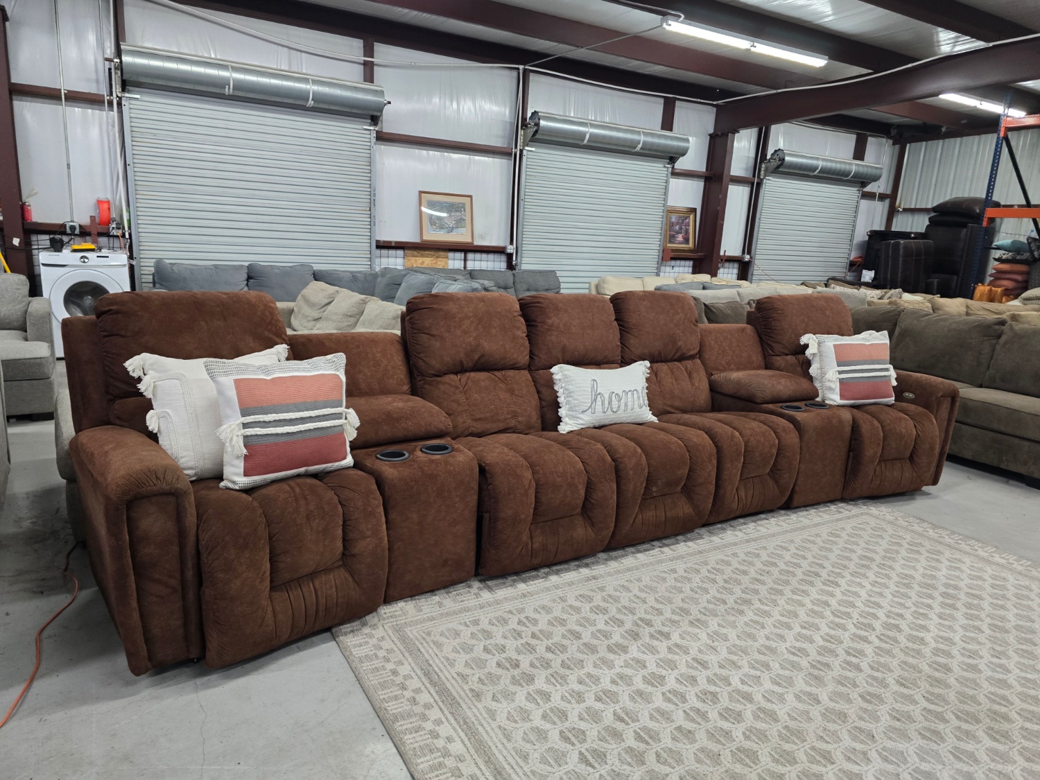 Large Brown theater style Sectional Couch For Sale With 🚛 SAME DAY DELIVERY 🚚 image | Ivy Store