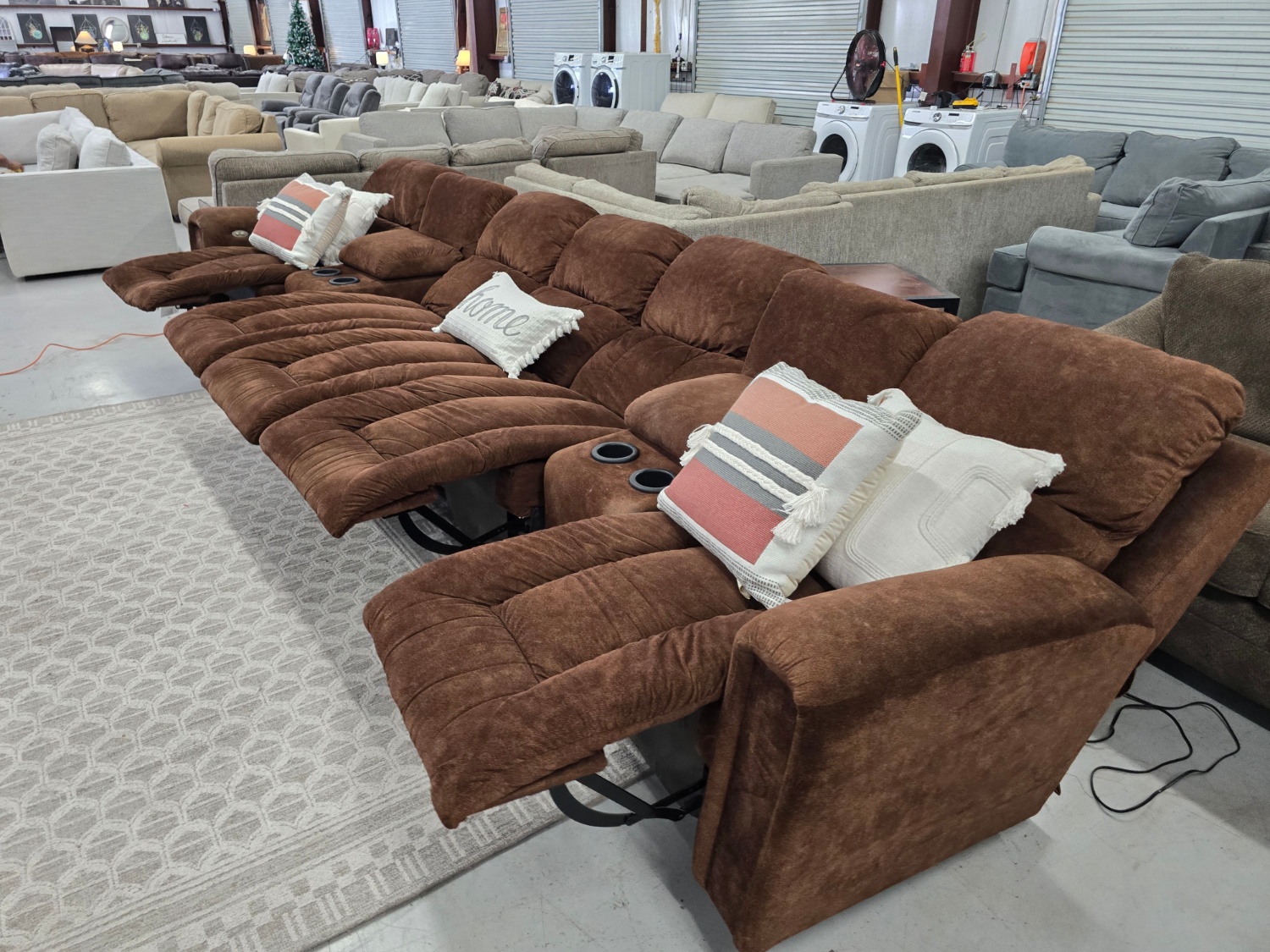 Large Brown theater style Sectional Couch For Sale With 🚛 SAME DAY DELIVERY 🚚 image | Ivy Store