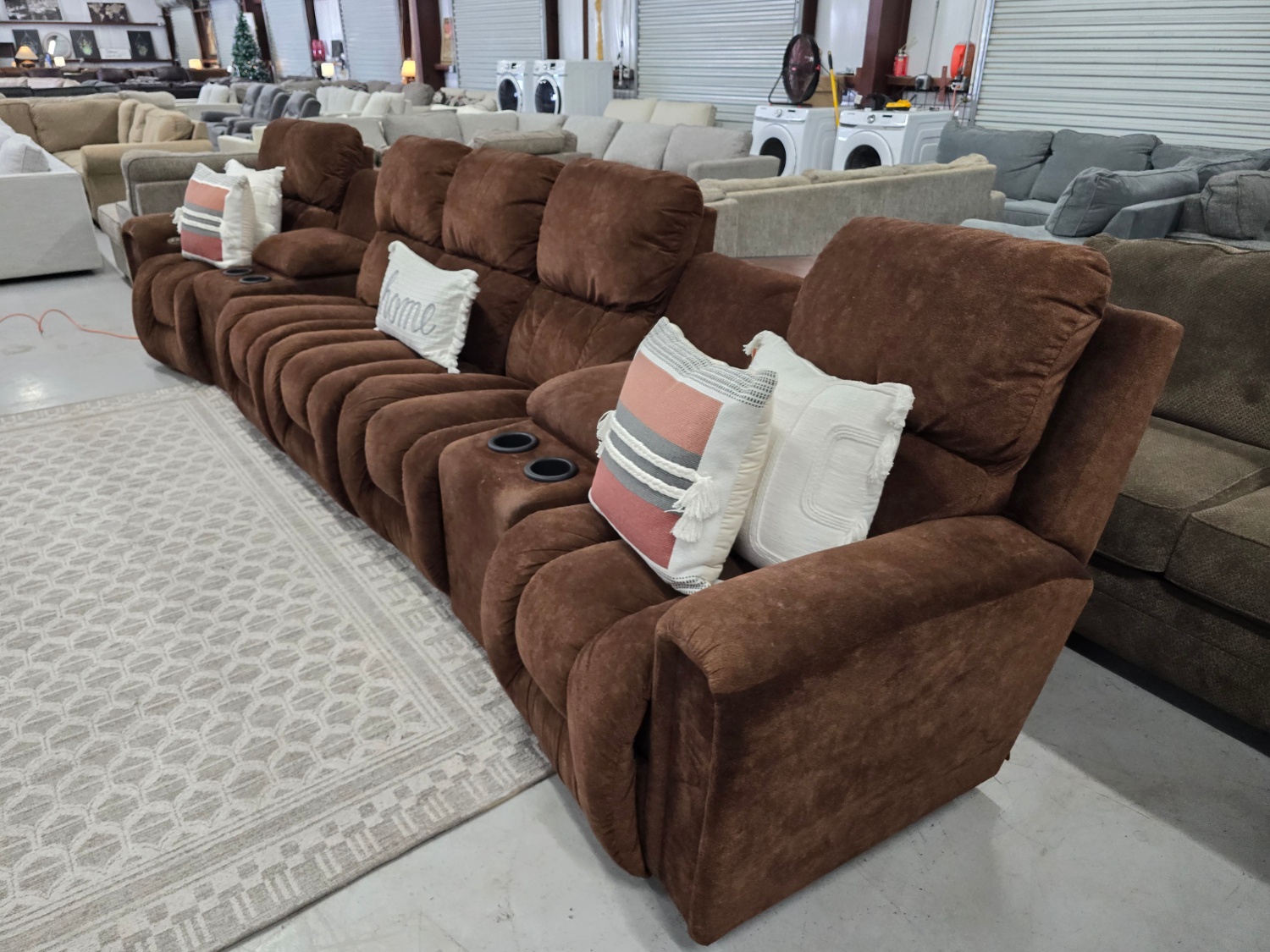Large Brown theater style Sectional Couch For Sale With 🚛 SAME DAY DELIVERY 🚚 image | Ivy Store