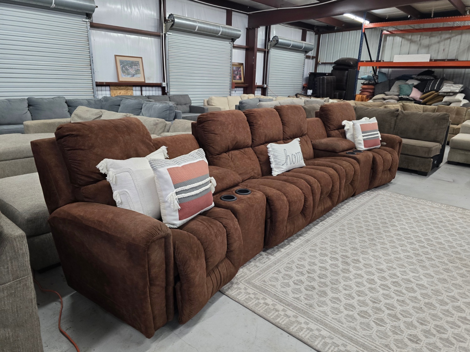 Large Brown theater style Sectional Couch For Sale With 🚛 SAME DAY DELIVERY 🚚 image | Ivy Store