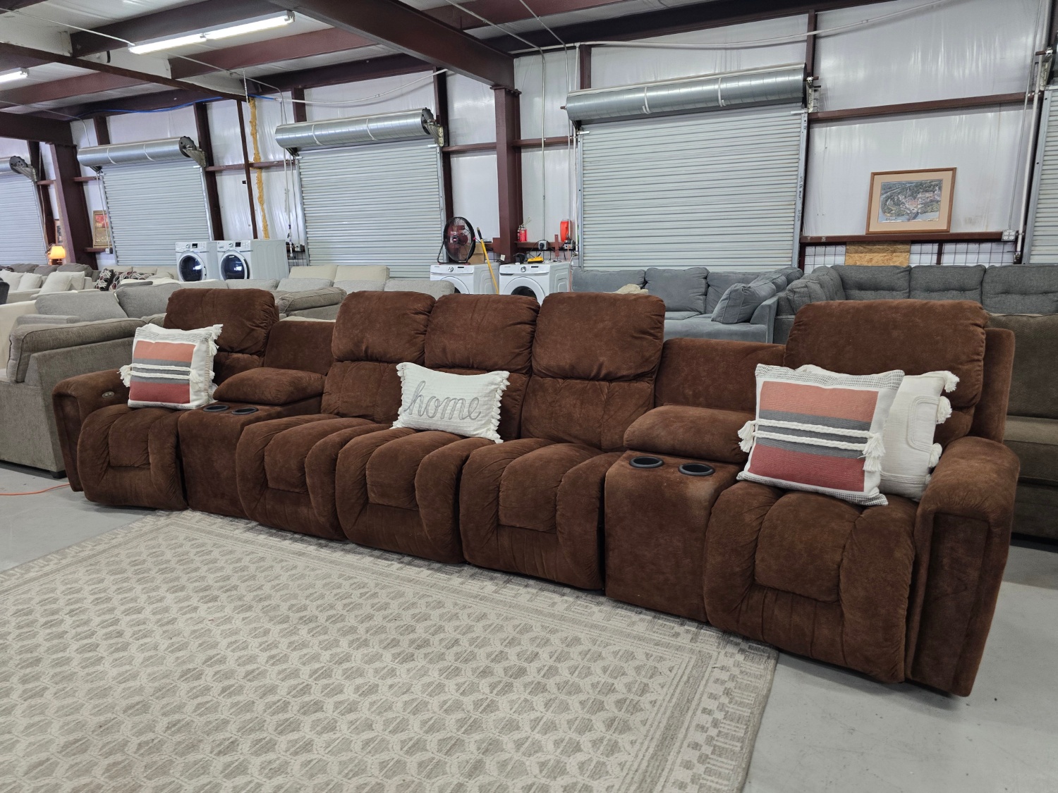 Large Brown theater style Sectional Couch For Sale With 🚛 SAME DAY DELIVERY 🚚 image | Ivy Store