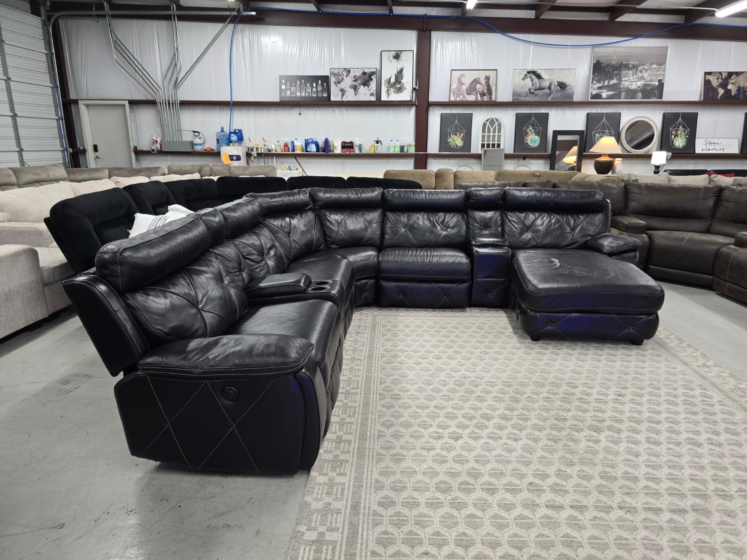 Black Power Reclining Leather Sectional Couch For Sale 🚛 DELIVERY AVAILABLE SAME DAY 🚚 Image #2 | Ivy Store
