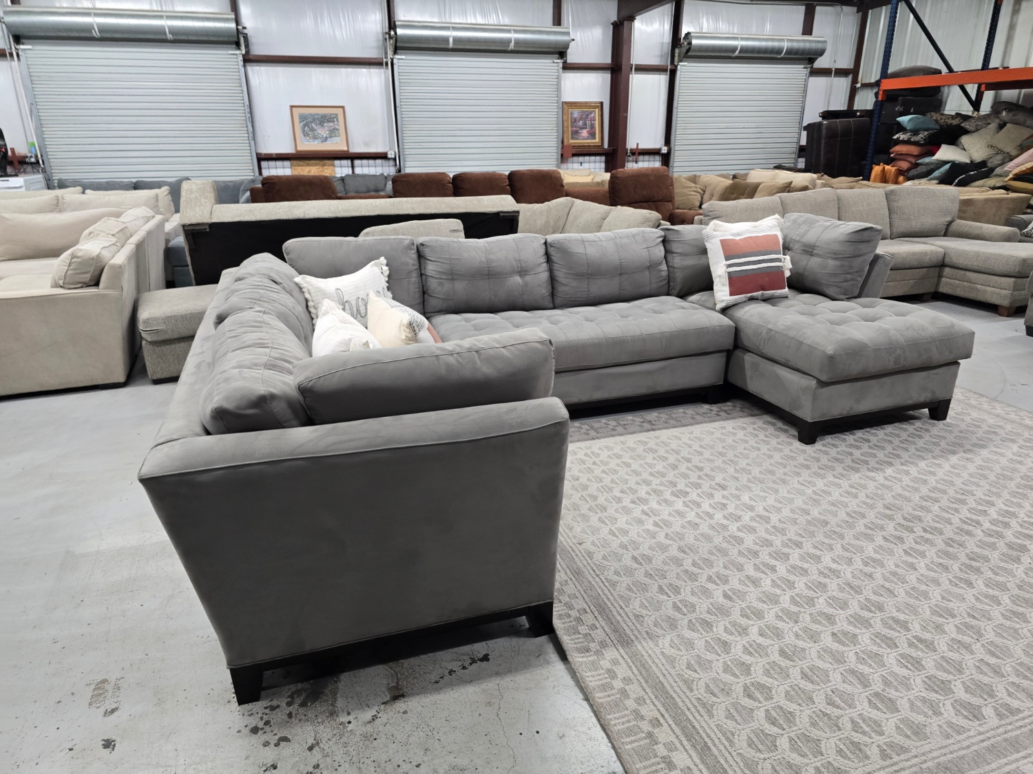 Super Comfortable Gray Cindy Crawford Sectional Couch 🚛 SAME DAY DELIVERY AVAILABLE  🚚 image | Ivy Store