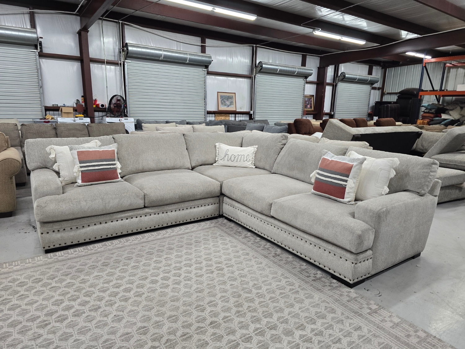 Beautiful Beige Cindy Crawford Sectional Couch For Sale With 🚛 SAME DAY DELIVERY 🚚 Image #1 | Ivy Store