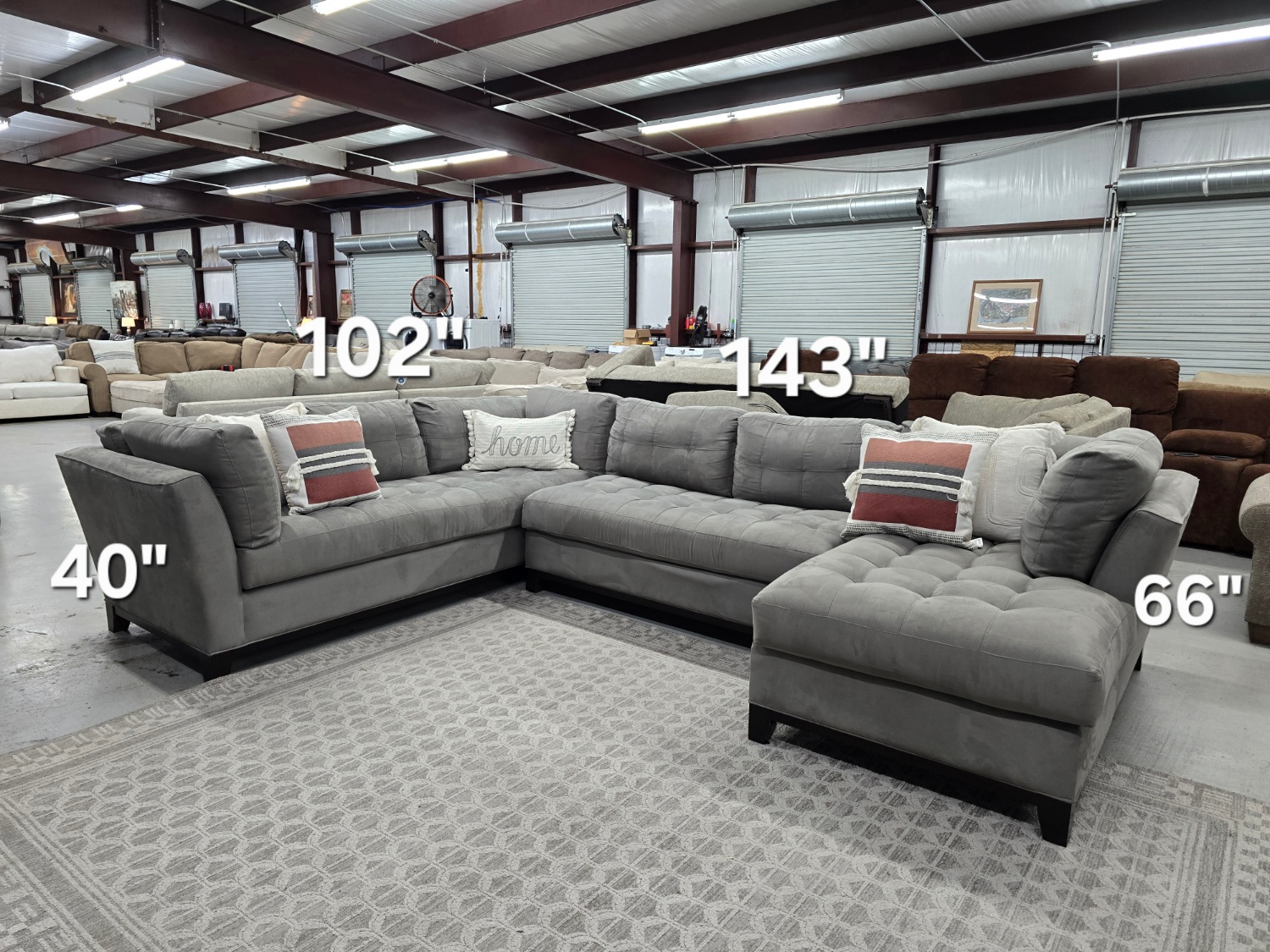 Super Comfortable Gray Cindy Crawford Sectional Couch 🚛 SAME DAY DELIVERY AVAILABLE  🚚 image | Ivy Store