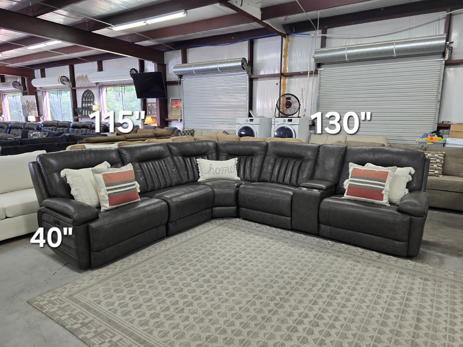 Gray Power Reclining Leather Sectional Couch 🚛 FAST SAME DAY DELIVERY! 🚚 Image #2 | Ivy Store