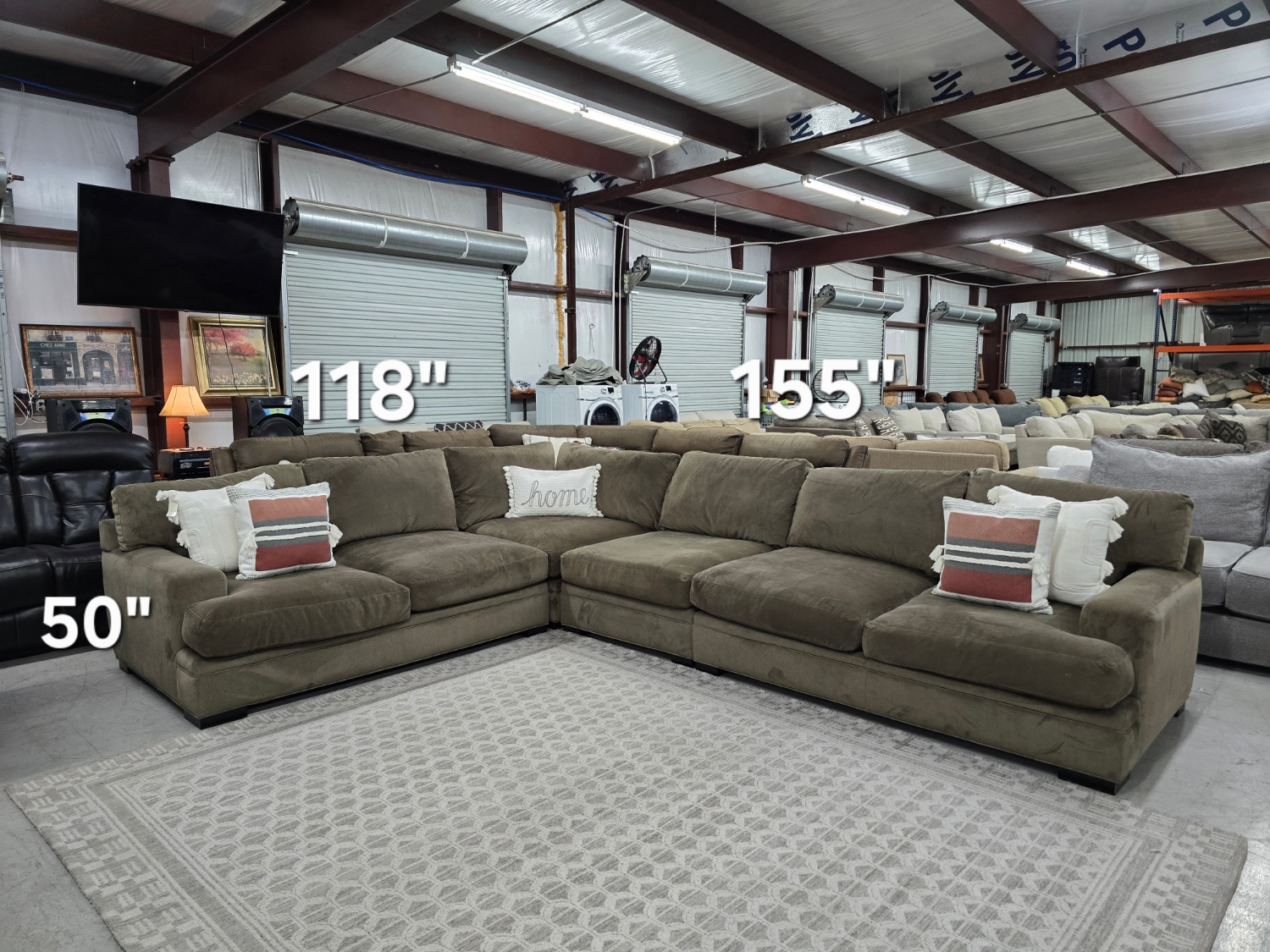 Huge Oversized Brown Cindy Crawford Sectional Couch 🚛 FAST SAME DAY DELIVERY! 🚚 image | Ivy Store