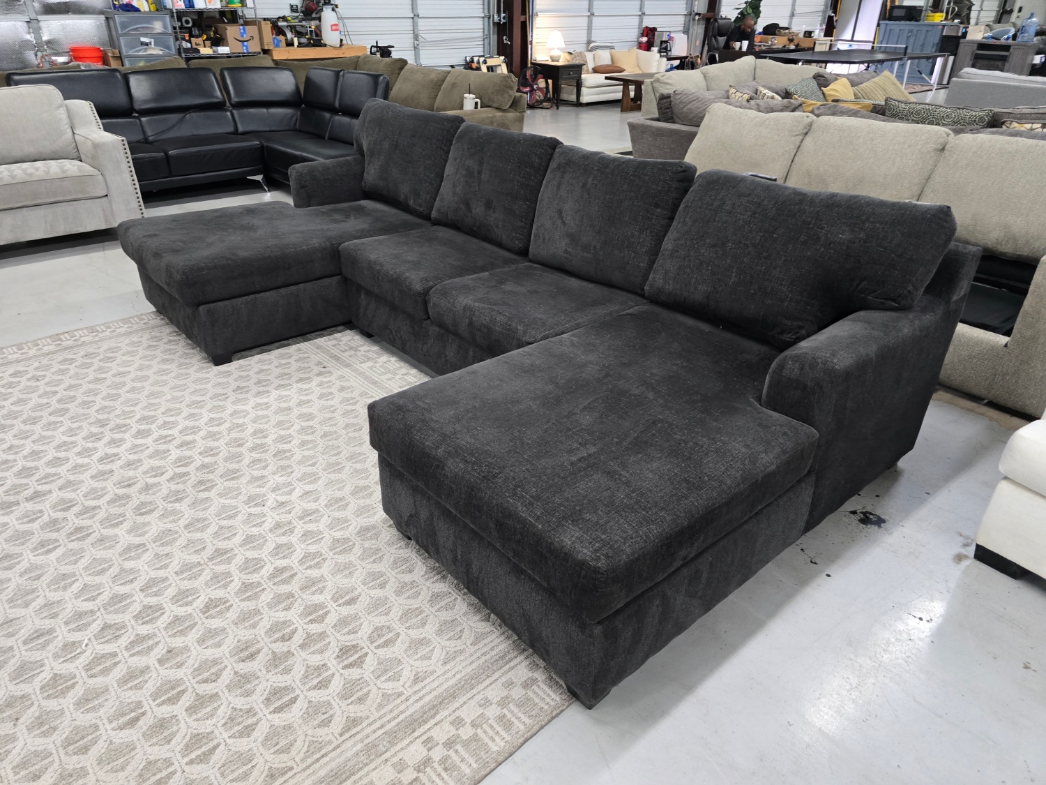 Black U-shaped Sectional Couch with double chase lounge  🚛 FAST SAME DAY DELIVERY! 🚚 image | Ivy Store