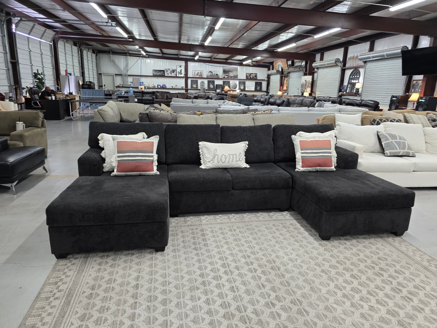 Black U-shaped Sectional Couch with double chase lounge  🚛 FAST SAME DAY DELIVERY! 🚚 image | Ivy Store