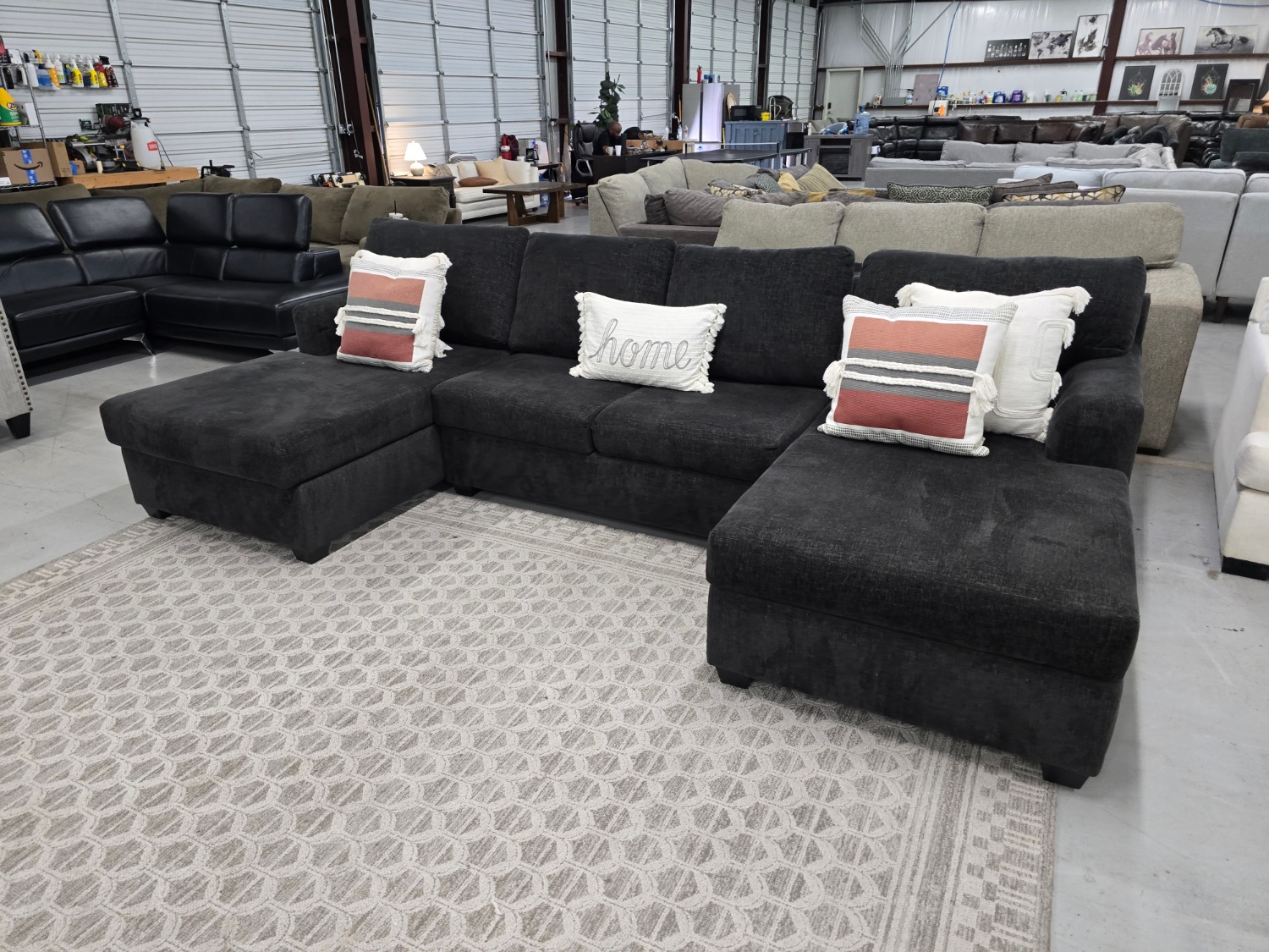 Black U-shaped Sectional Couch with double chase lounge  🚛 FAST SAME DAY DELIVERY! 🚚 image | Ivy Store