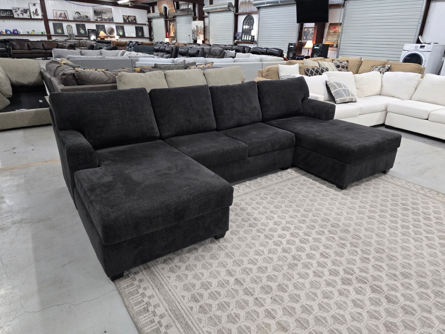 Black U-shaped Sectional Couch with double chase lounge  🚛 FAST SAME DAY DELIVERY! 🚚 image | Ivy Store