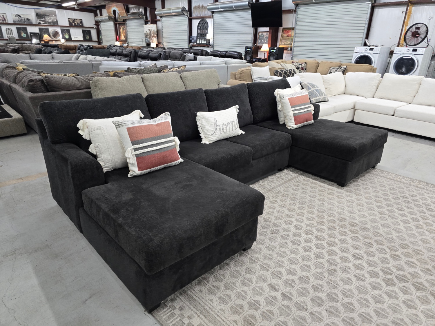 Black U-shaped Sectional Couch with double chase lounge  🚛 FAST SAME DAY DELIVERY! 🚚 image | Ivy Store