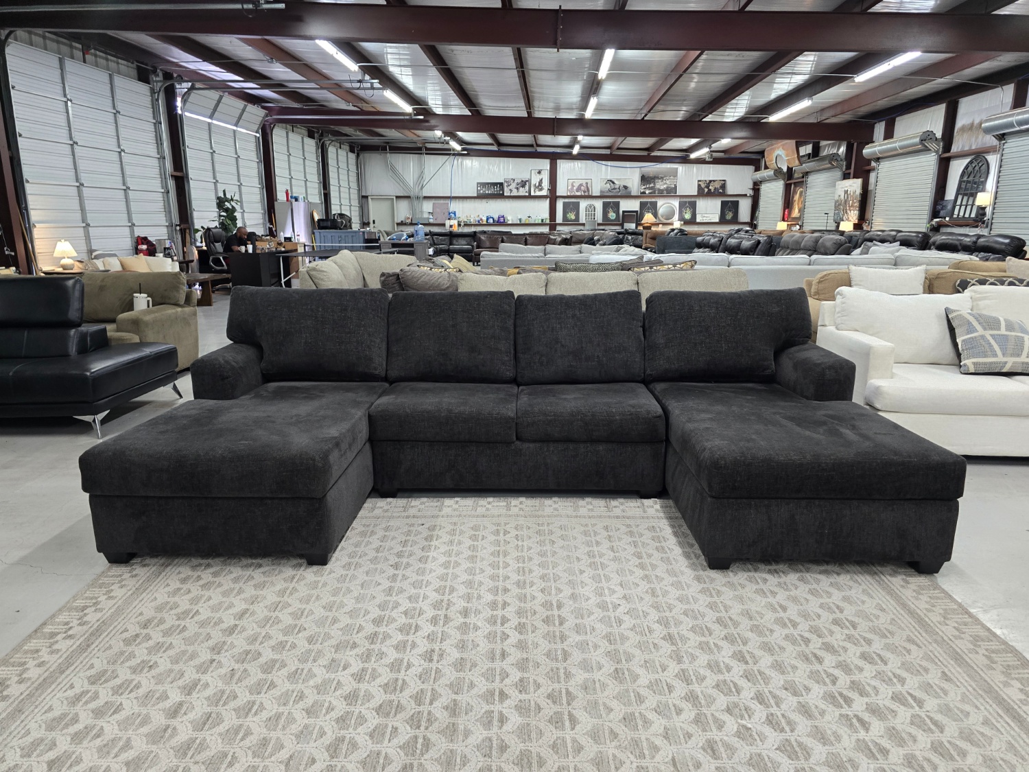 Black U-shaped Sectional Couch with double chase lounge  🚛 FAST SAME DAY DELIVERY! 🚚 image | Ivy Store