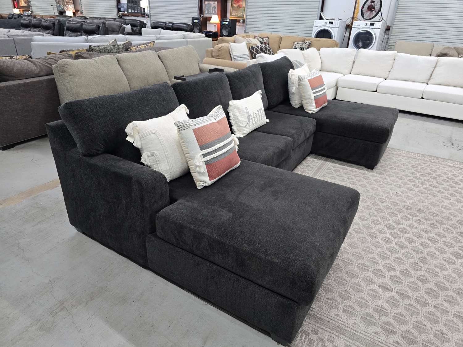 Black U-shaped Sectional Couch with double chase lounge  🚛 FAST SAME DAY DELIVERY! 🚚 image | Ivy Store