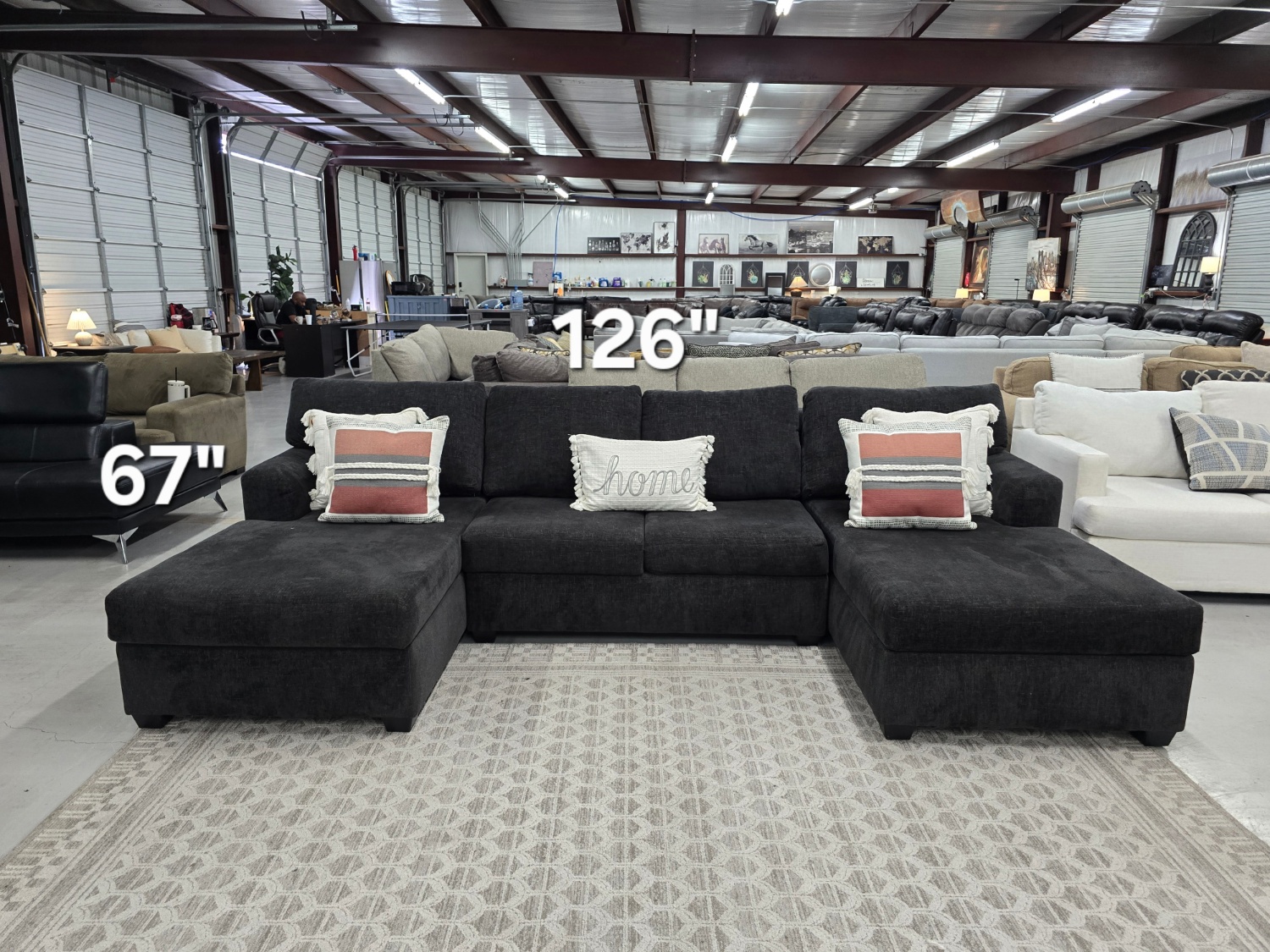 Black U-shaped Sectional Couch with double chase lounge  🚛 FAST SAME DAY DELIVERY! 🚚 image | Ivy Store