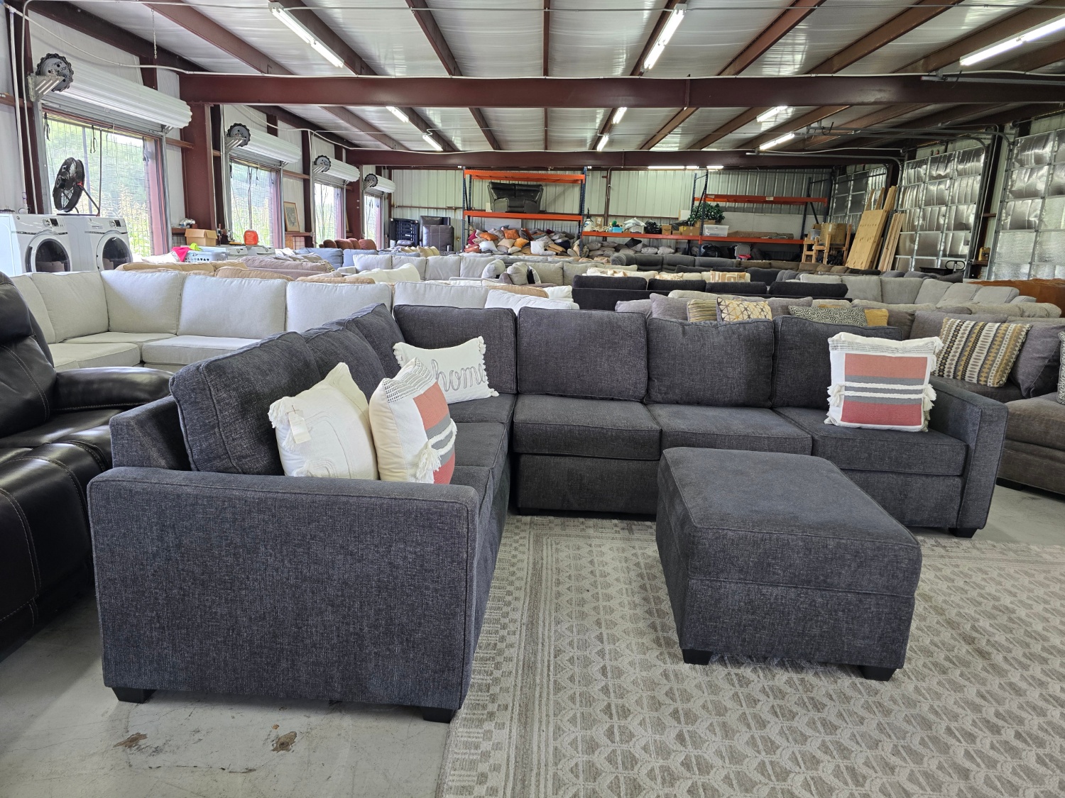 Dark Gray Sectional with storage ottoman 🚛 FAST SAME DAY DELIVERY! 🚚 image | Ivy Store