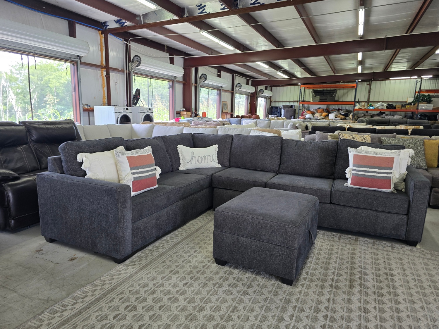 Dark Gray Sectional with storage ottoman 🚛 FAST SAME DAY DELIVERY! 🚚 image | Ivy Store