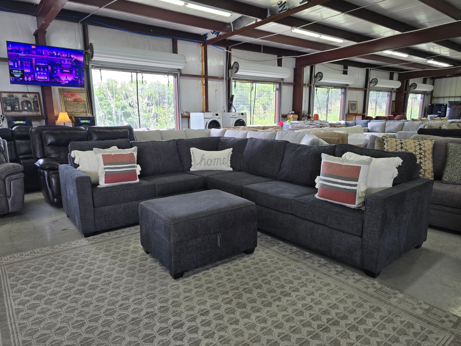 Dark Gray Sectional with storage ottoman 🚛 FAST SAME DAY DELIVERY! 🚚 image | Ivy Store