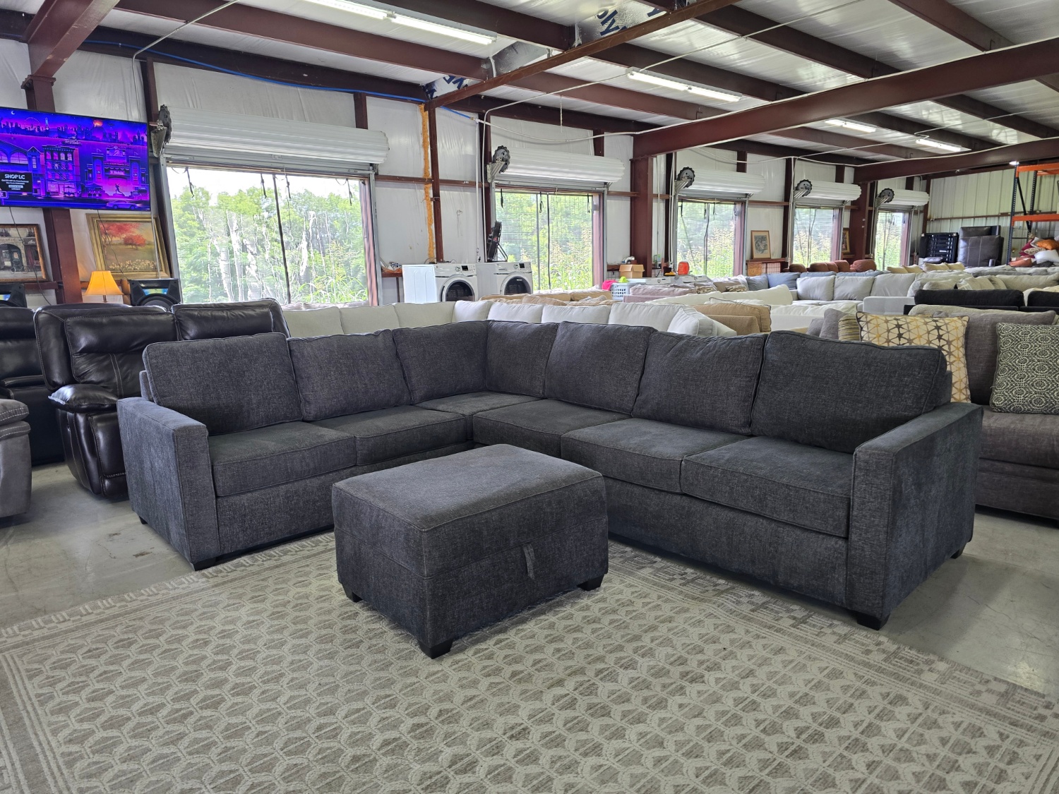 Dark Gray Sectional with storage ottoman 🚛 FAST SAME DAY DELIVERY! 🚚 image | Ivy Store