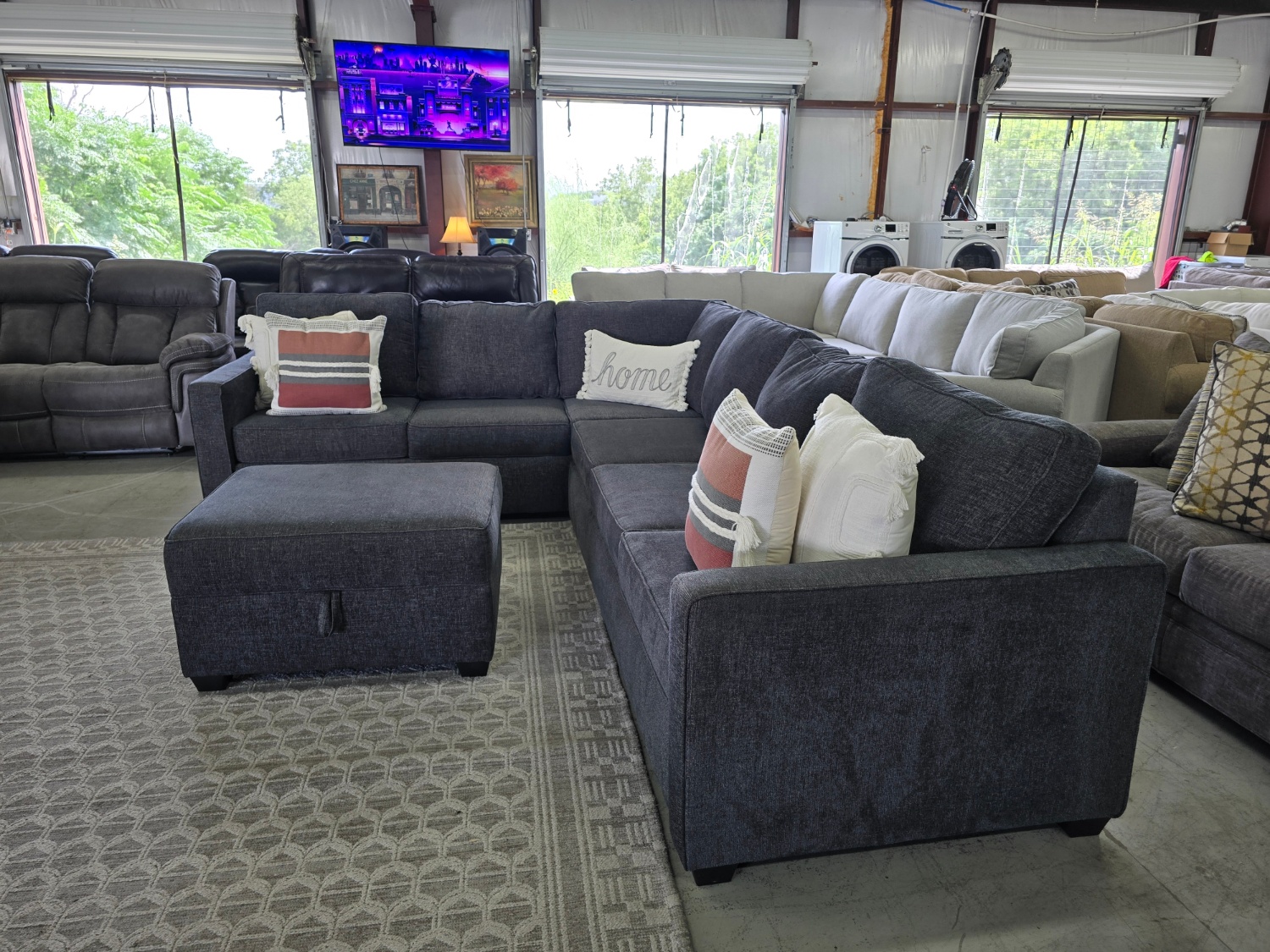 Dark Gray Sectional with storage ottoman 🚛 FAST SAME DAY DELIVERY! 🚚 image | Ivy Store