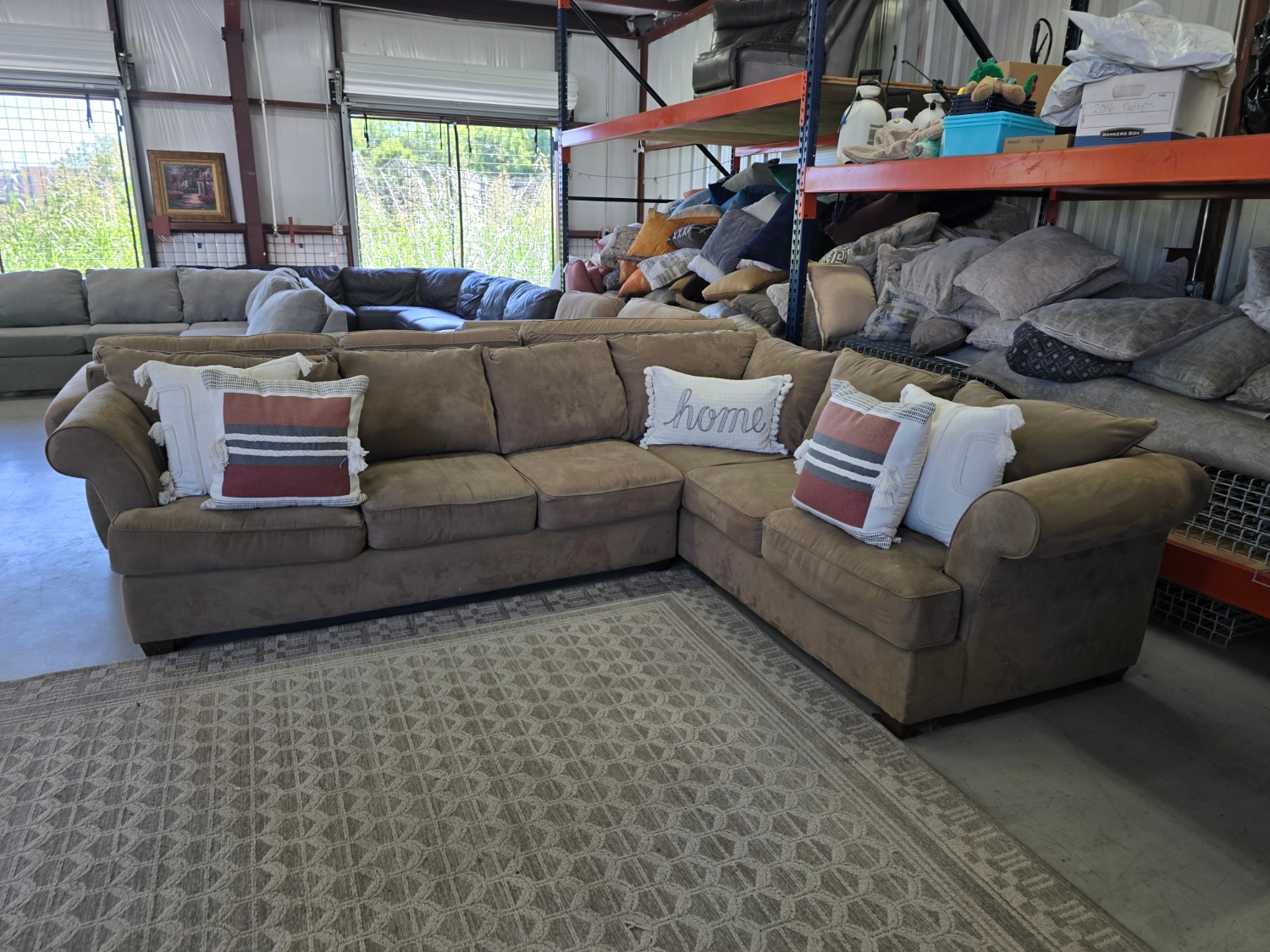 Nice Brown L-shaped Sectional Couch For Sale with 🚛 FAST SAME DAY DELIVERY! 🚚 Image #1 | Ivy Store