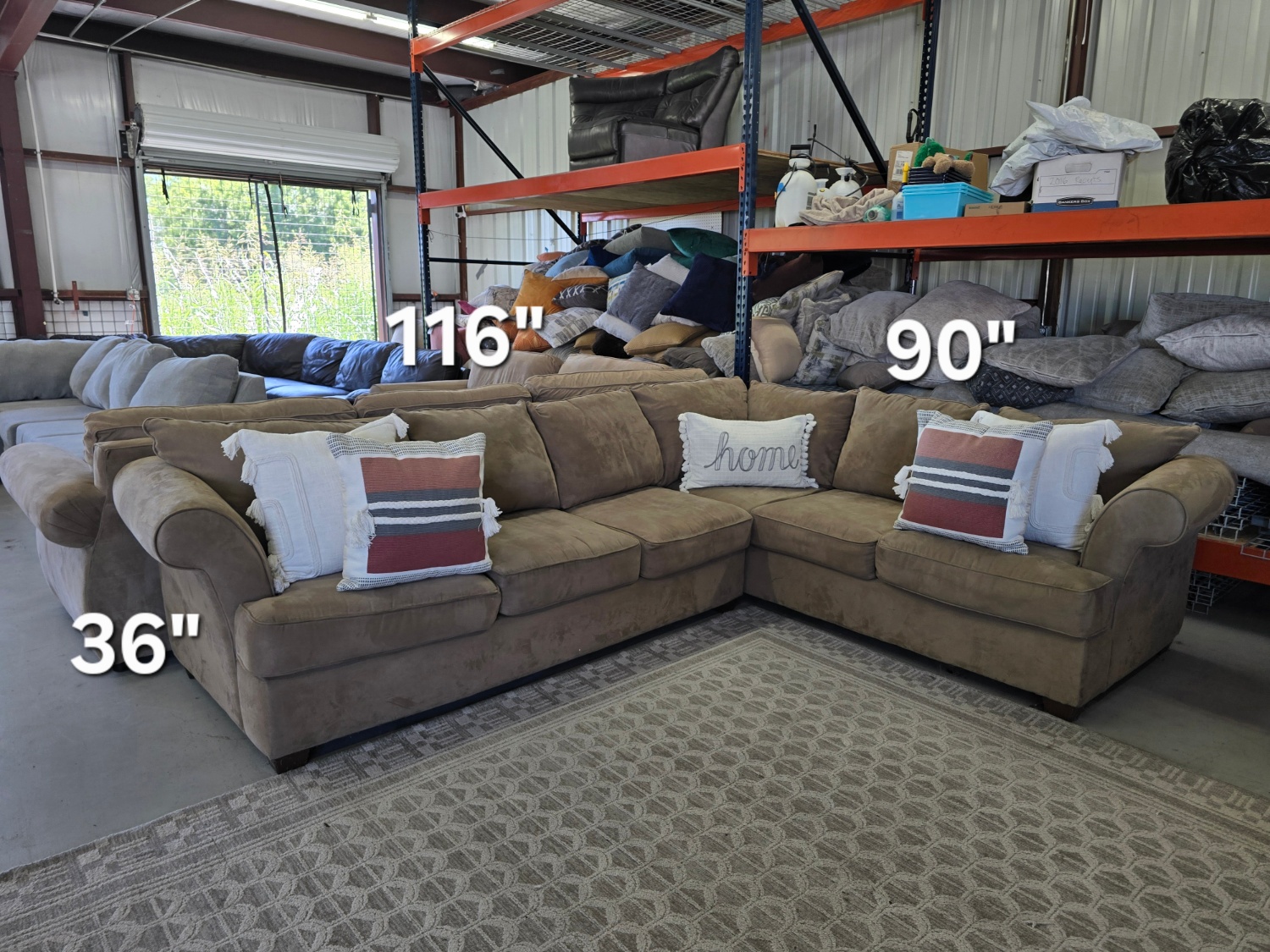 Nice Brown L-shaped Sectional Couch For Sale with 🚛 FAST SAME DAY DELIVERY! 🚚 Image #2 | Ivy Store