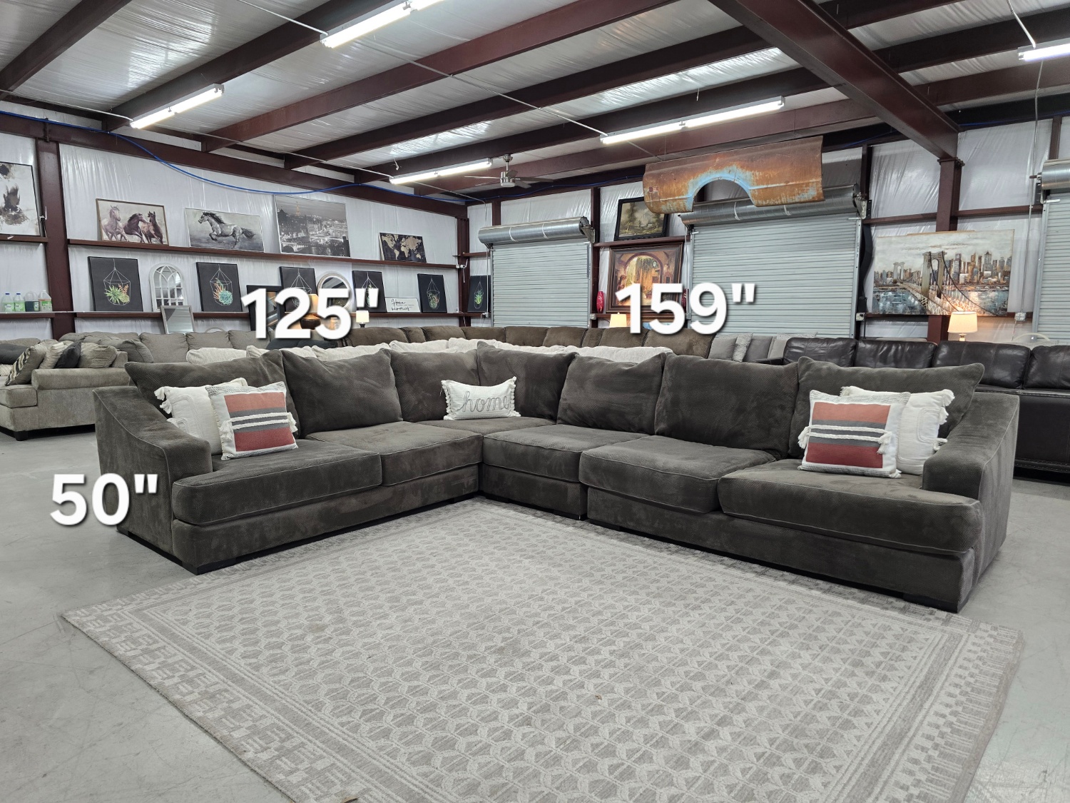 Large Oversized Gray Sectional Couch with Deep Seats 🚛 FAST SAME DAY DELIVERY! 🚚 Image #2 | Ivy Store