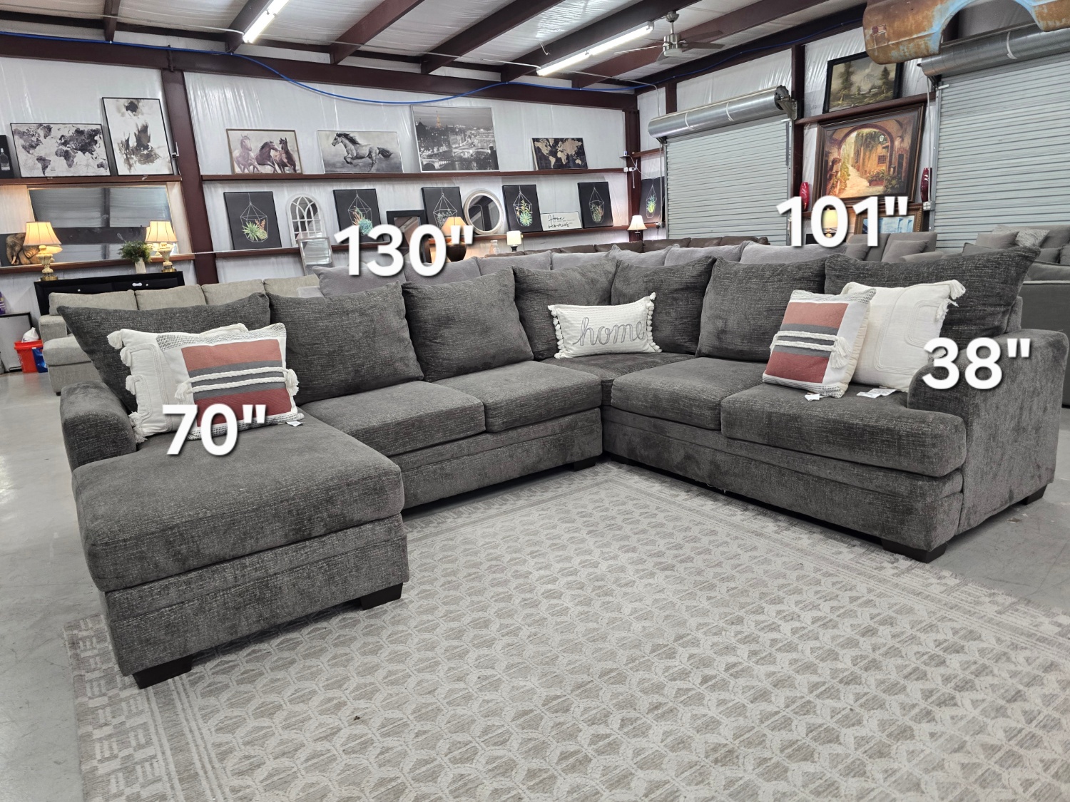 Large Gray U-shaped Sectional Couch with reversible chase 🚛 FAST SAME DAY DELIVERY! 🚚 Image #2 | Ivy Store