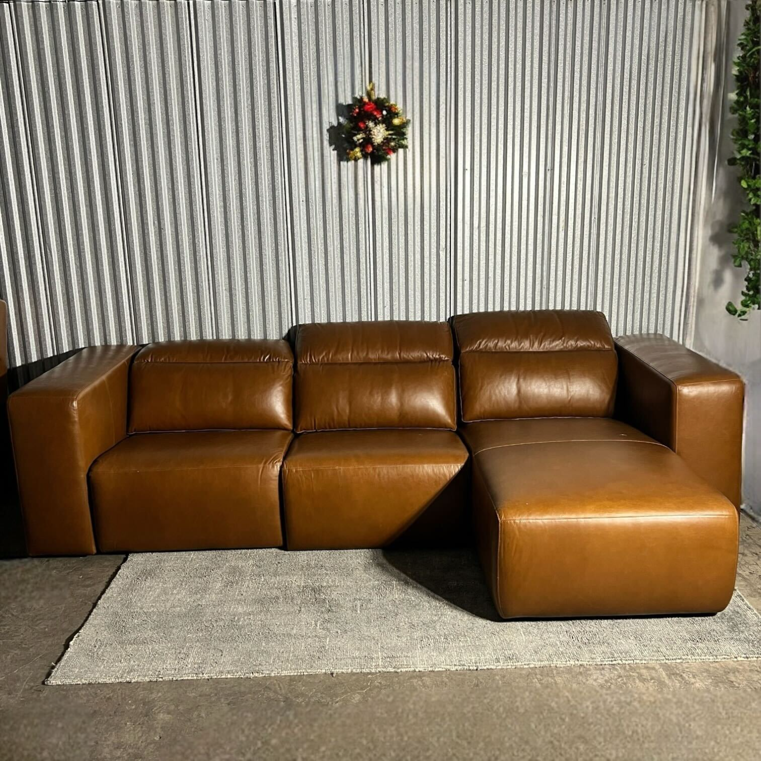 (Free Delivery) New West Elm Leo Leather Sectional Image #2 | Ivy Store