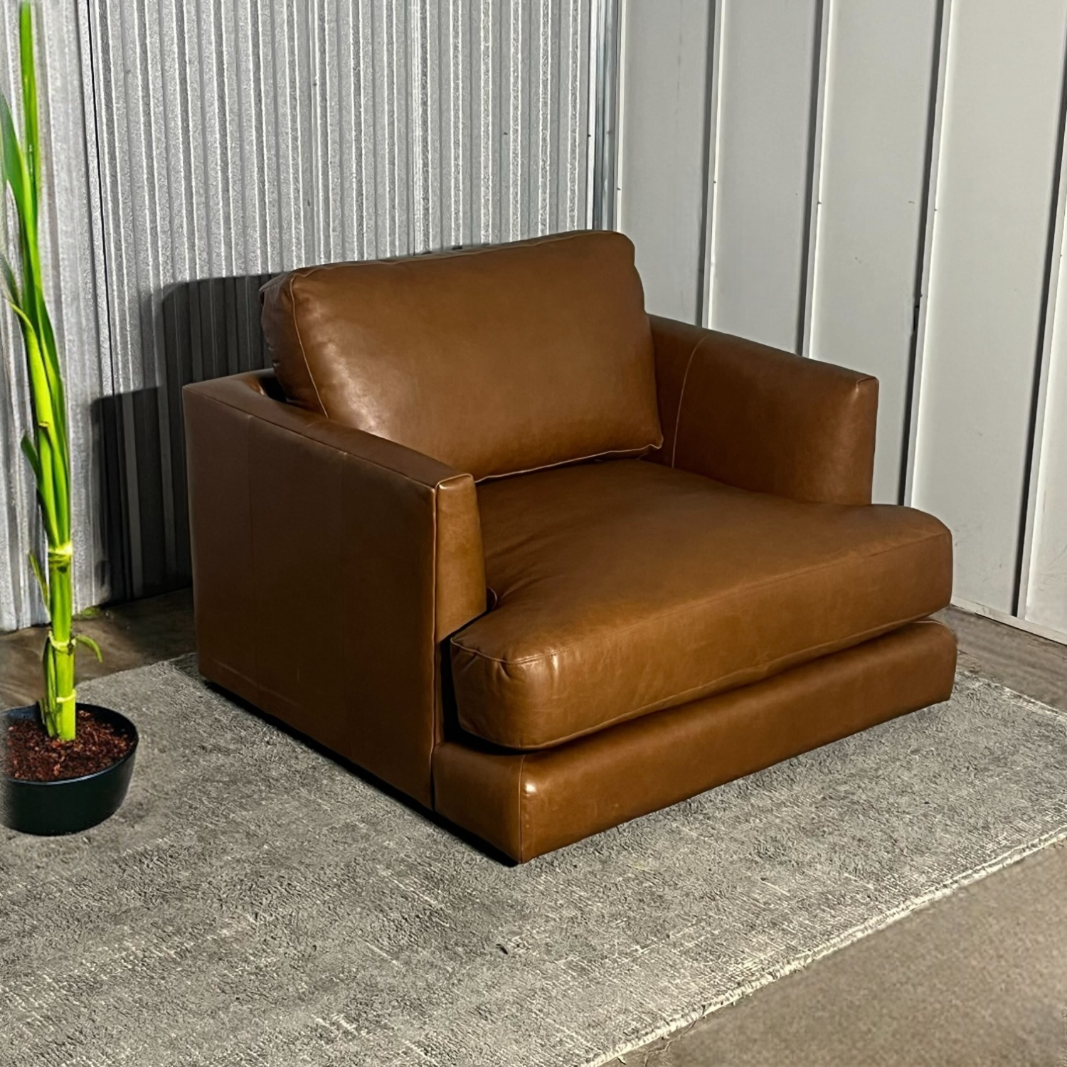 (Delivery Available) New West Elm Haven Leather Chair and a Half Image #2 | Ivy Store