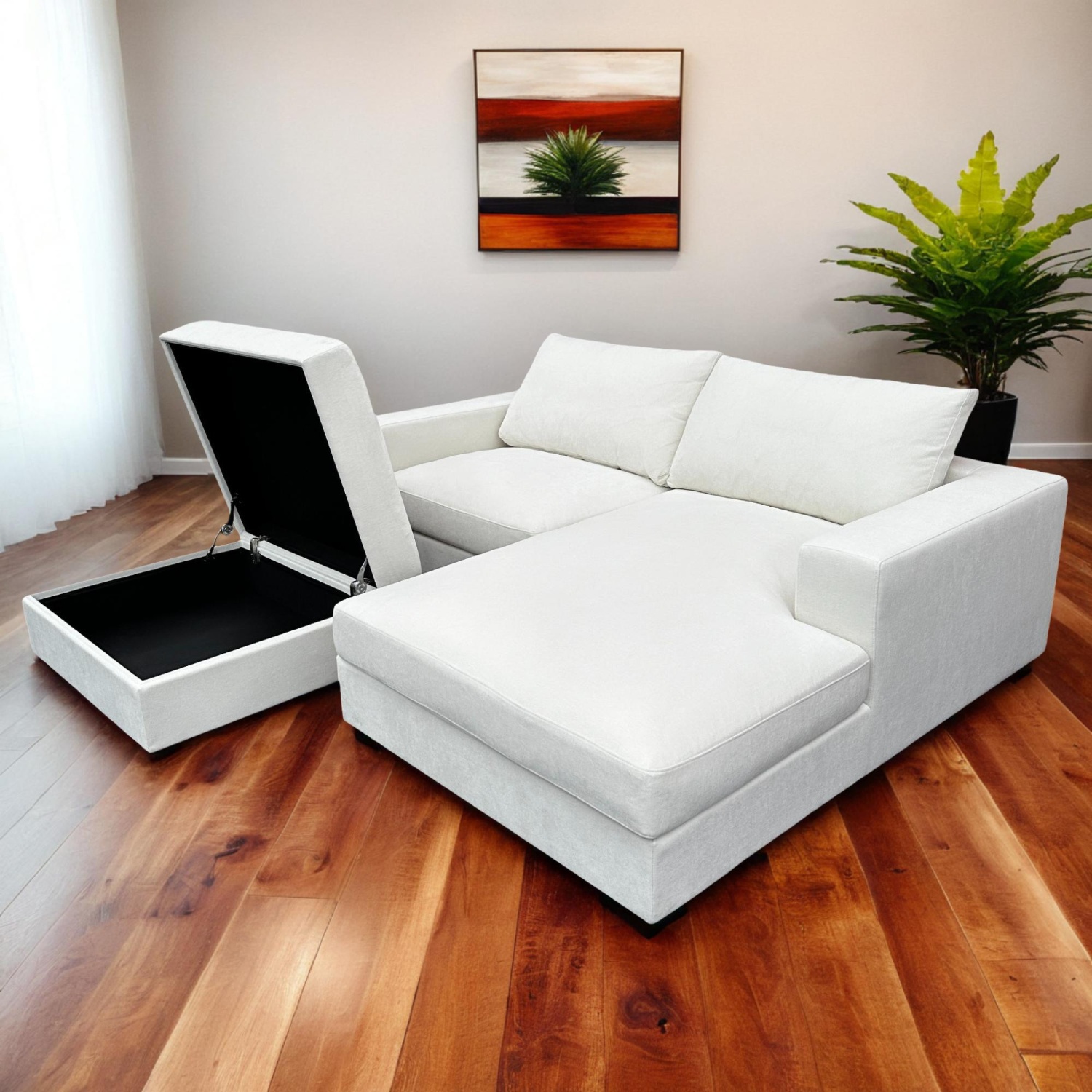 New White Sectional Couch with Ottoman Image #2 | Ivy Store