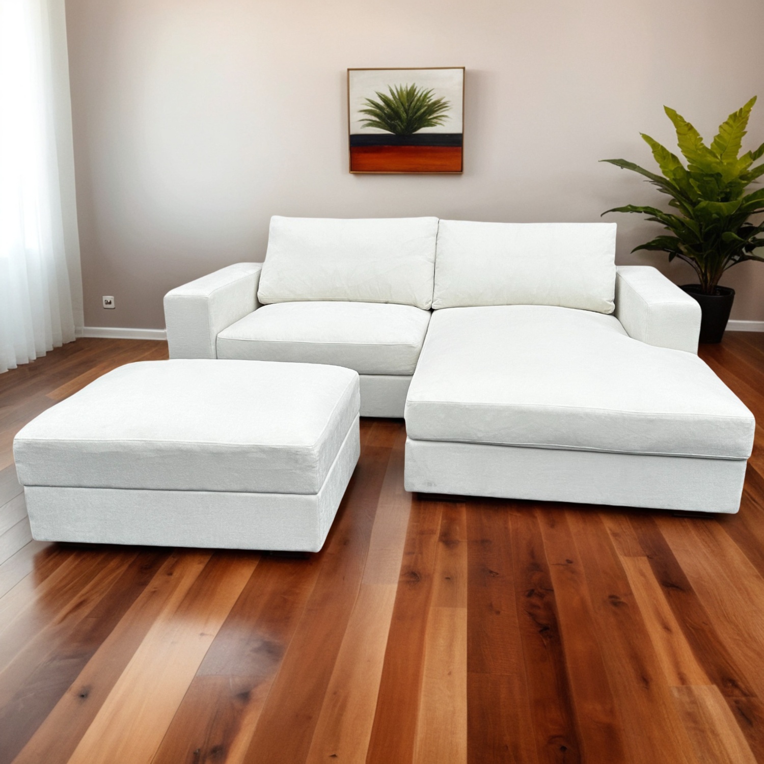 New White Sectional Couch with Ottoman Image #1 | Ivy Store
