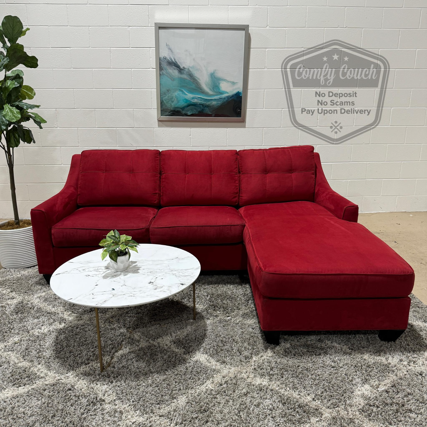 🔥 Red Reversible Sectional w/ pullout bed  (Delivery Available!! ) Image #2 | Ivy Store