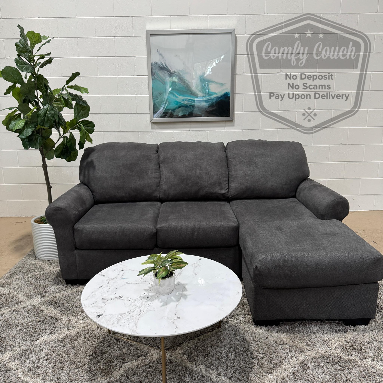  🛋️ Small Charcoal Sectional w Reversible Chaise(Delivery Available!! ) Image #1 | Ivy Store