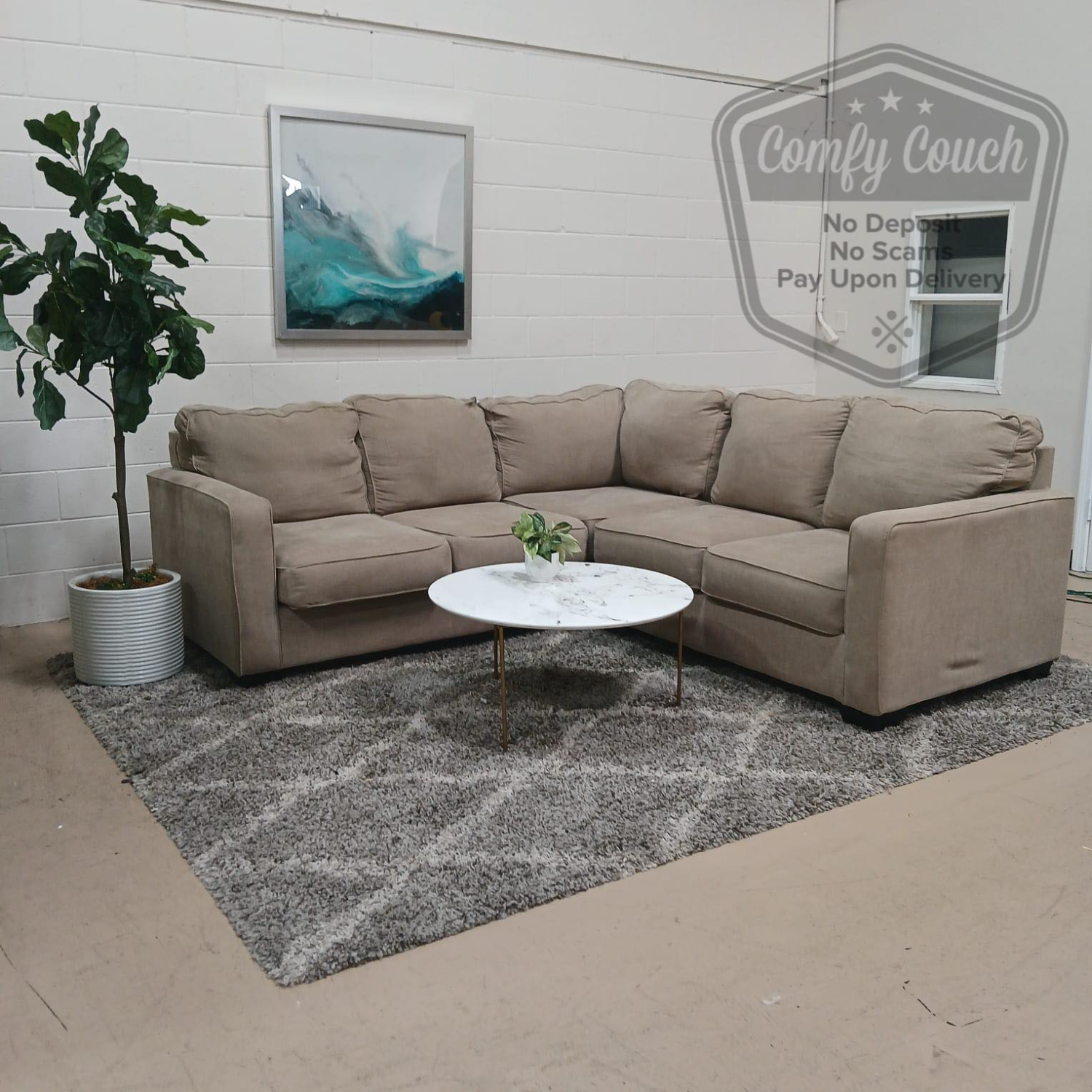  🛋️Tan Sectional Sofa (Delivery Available!! ) Image #2 | Ivy Store