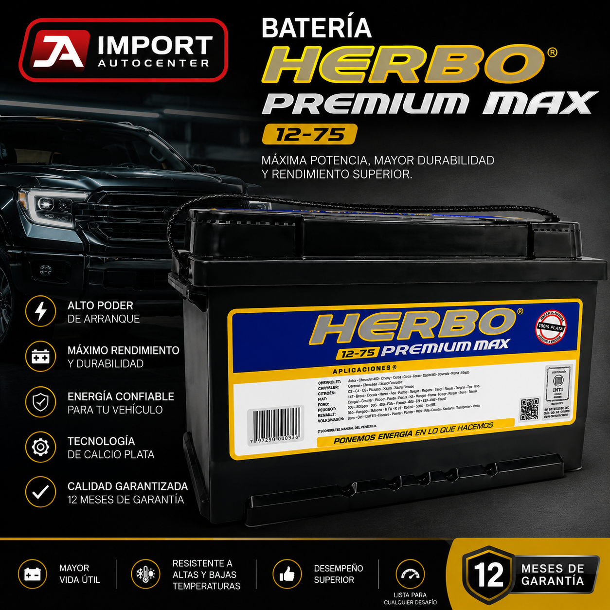 Batería HERBO 12x75 Premium Max - imagen 2