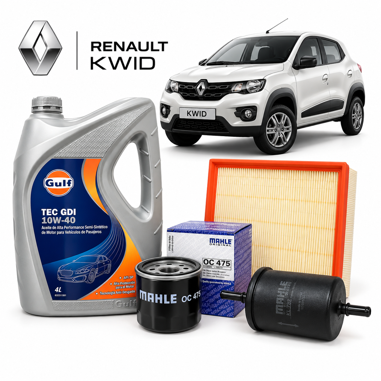 Kit Service Renault Kwid – Aceite Gulf 10W40 + 3 Filtros