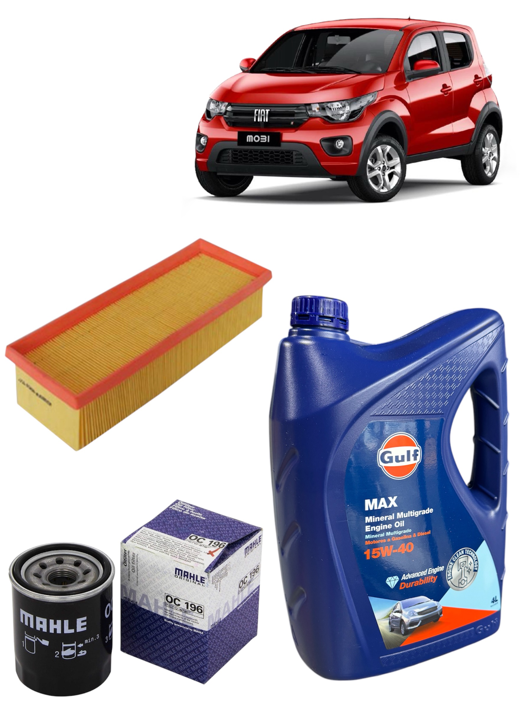 Kit X2 Filtros  + Aceite 15w40 x4L Fiat Mobi - Palió 1.0 1.4 Evo