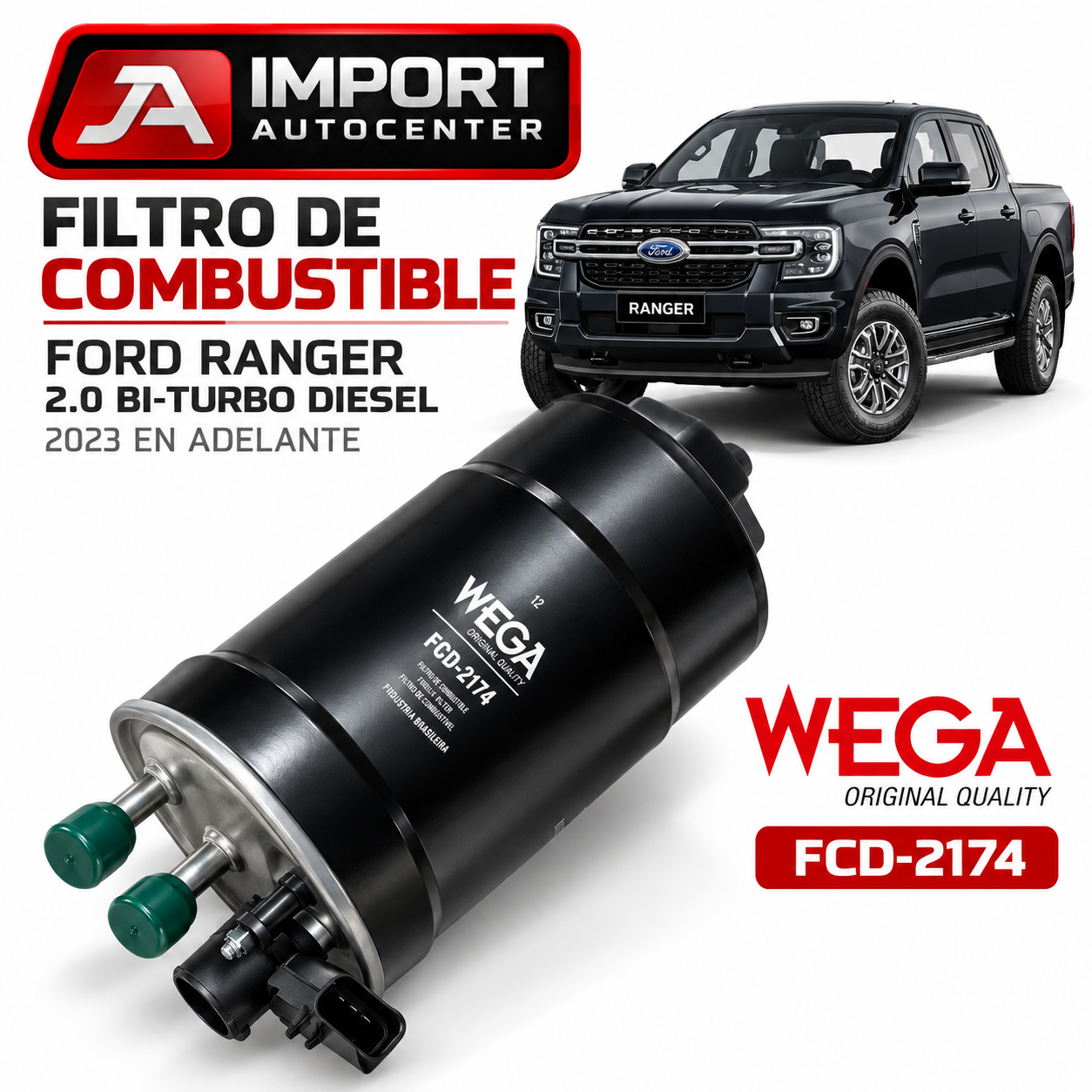 Filtro de Combustible WEGA FCD-2174 Ford Ranger 2.0 Bi-Turbo Diesel 2023+