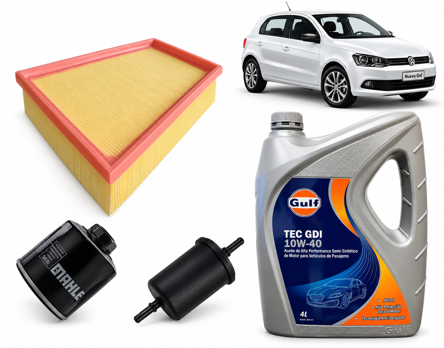 Kit Service VW Gol Trend- Suran - Fox  – Aceite Gulf 10W40 + 3 Filtros motor 1.6
