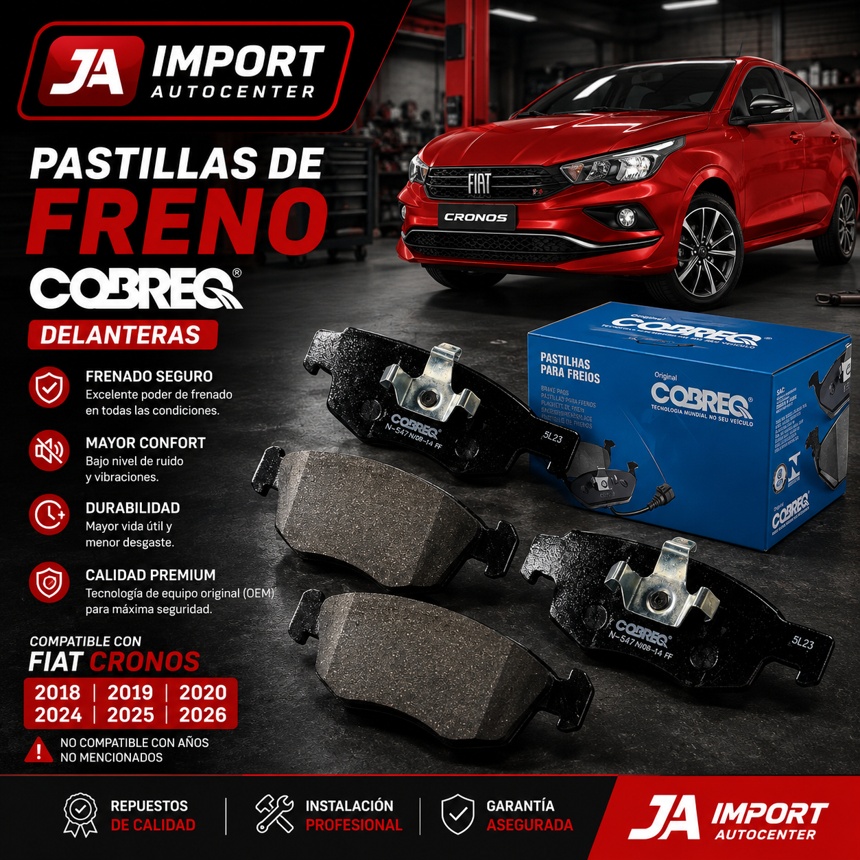 Pastillas De Freno Delanteras Fiat Cronos 1.3 2018/19/20/24/25/26 - imagen 2