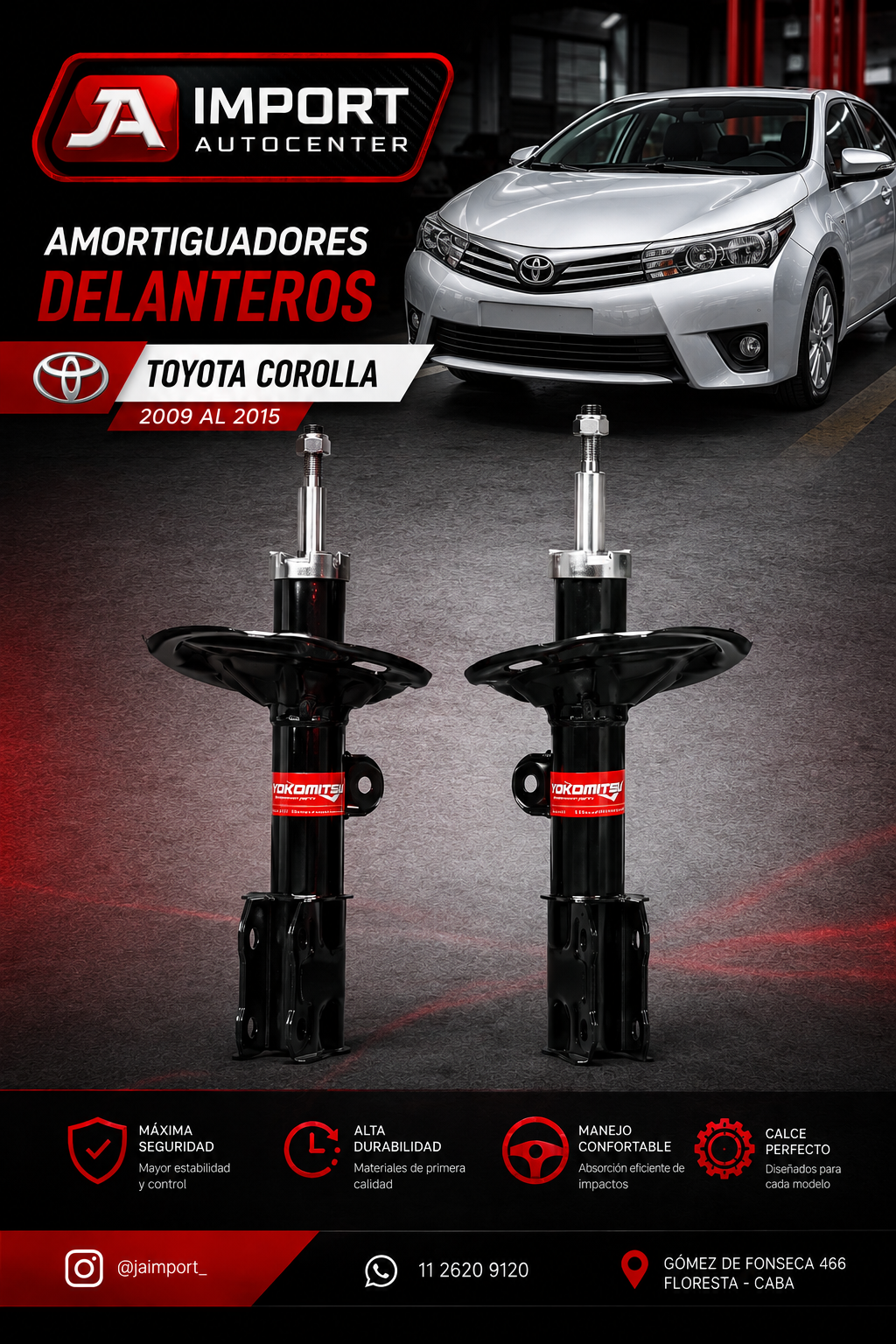 Kit X2 Amortiguadores Toyota Corolla 2009 Al 2015 - imagen 2