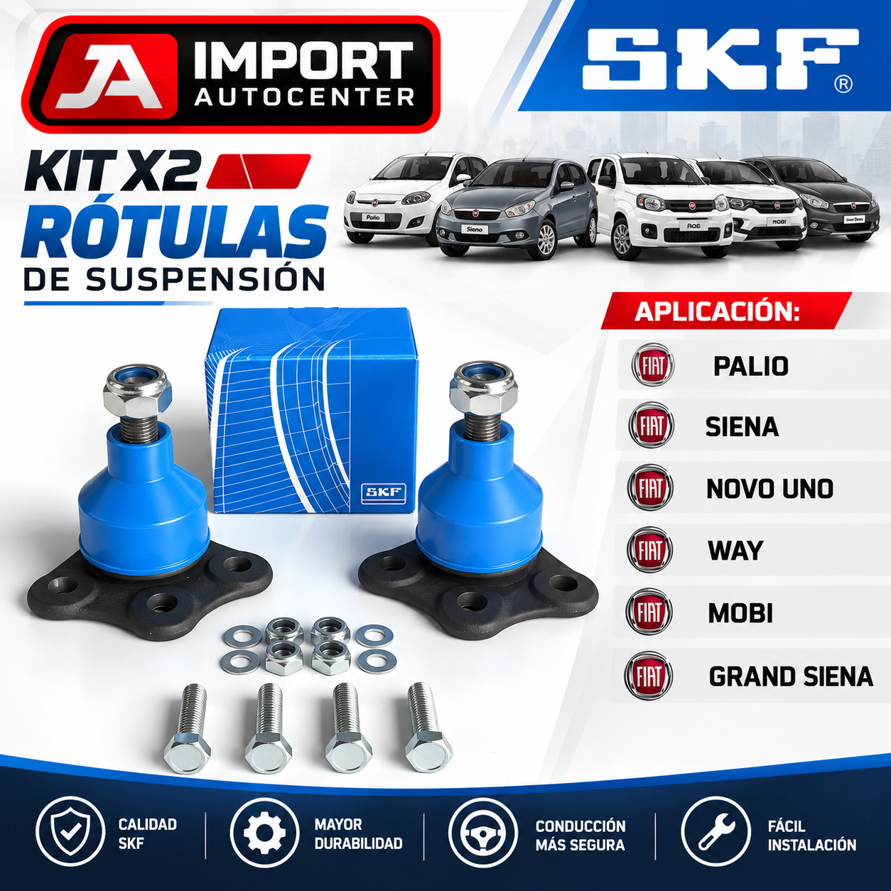 Kit x2 Rótulas de Suspensión SKF Fiat Palio Siena Uno Way Mobi Grand Siena