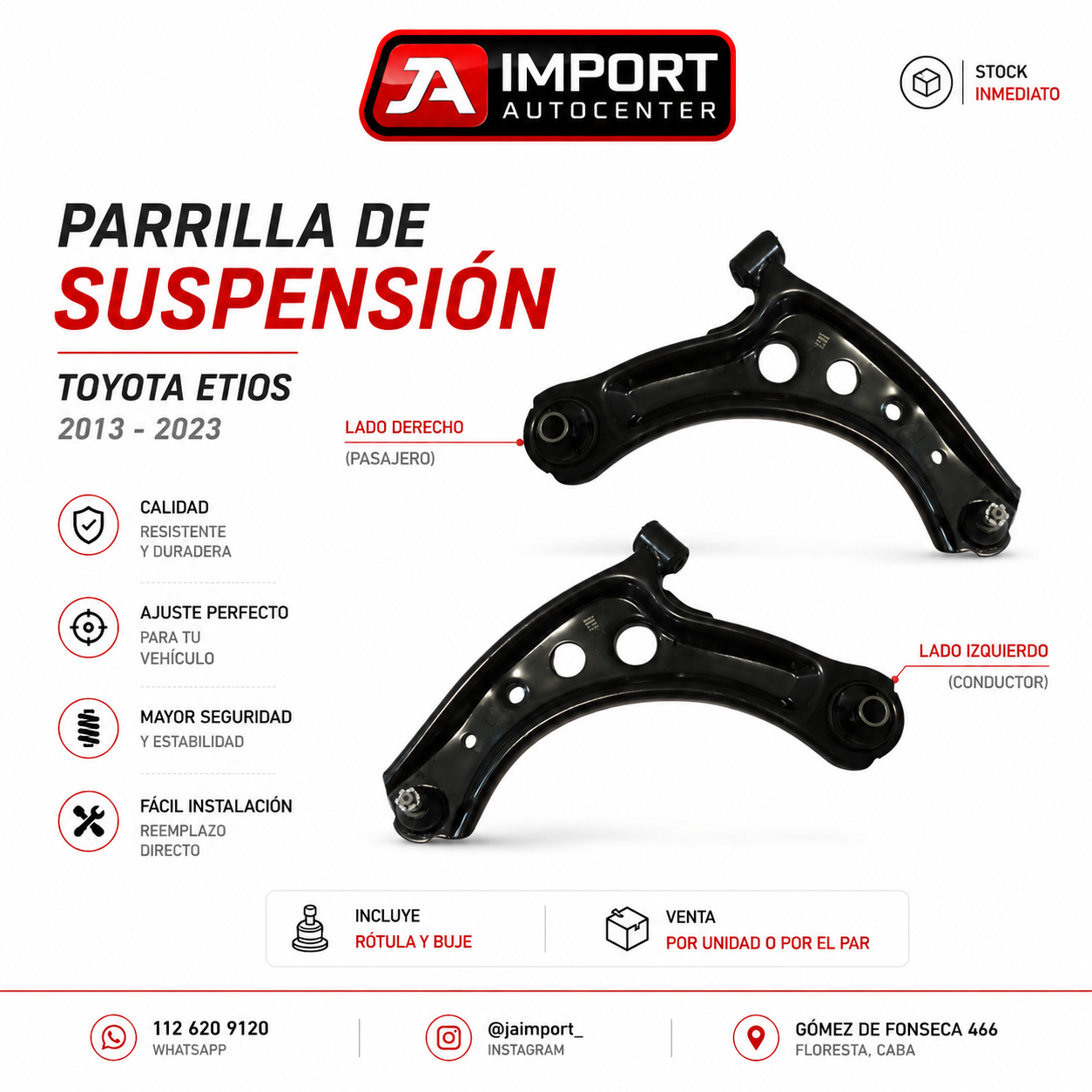 Kit X2 Parillas Toyota Etios 2013 Al 2024 - imagen 2
