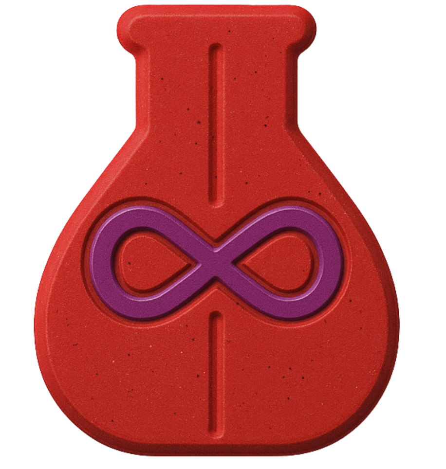 Product bottle for Renegade formula with neon glow.