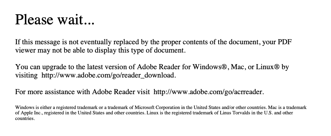 Please wait…
If this message is not eventually replaced by the proper contents of the document, your PDF viewer may not be able to display this type of document.
You can upgrade to the latest version of Adobe Reader for Windows®, Mac, or Linux@by visiting http://www.adobe.com/go/reader_download.
For more assistance with Adobe Reader visit http://www.adobe.com/go/acrreader.
Windows is either a registered trademark or a trademark of Microsoft Corporation in the United States and/or other countries. Mac is a trademark of Apple Inc., registered in the United States and other countries. Linux is the registered trademark of Linus Torvalds in the U.S. and other countries.