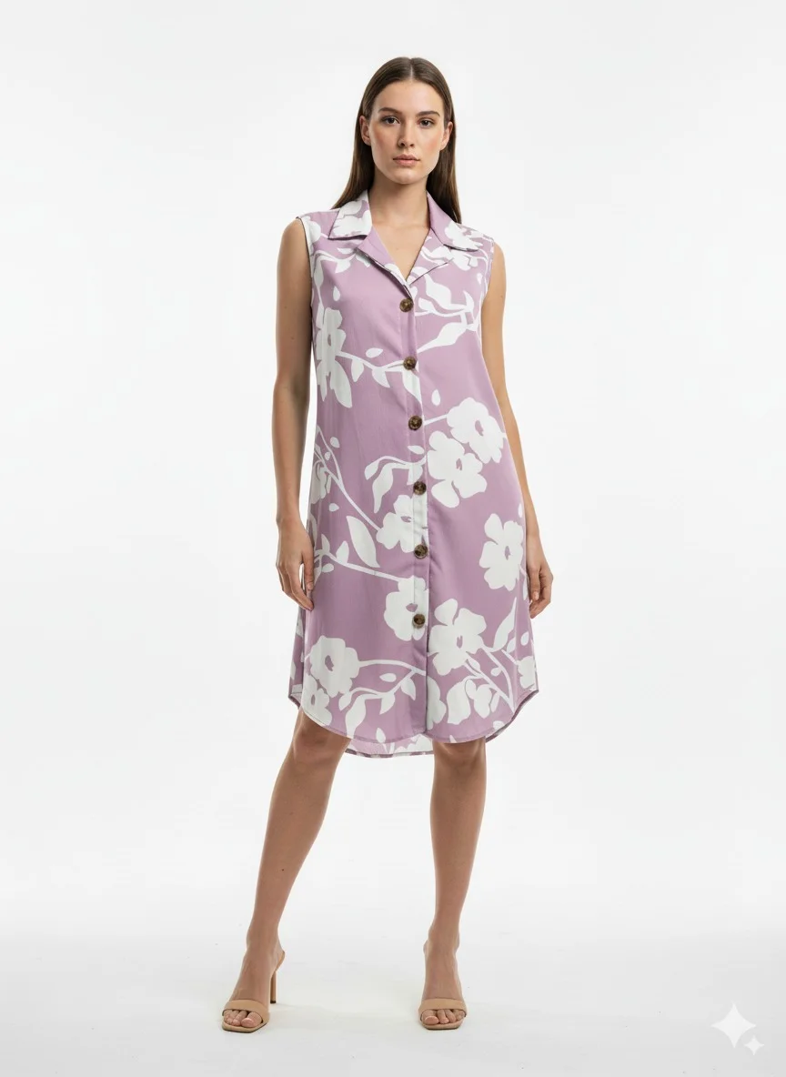 Vestido Camisero Floral - imagen 3