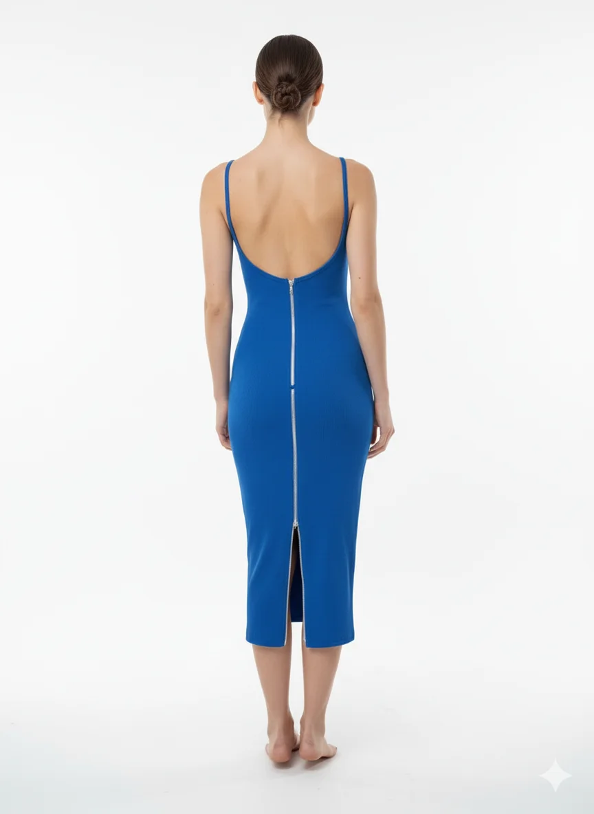 Vestido Midi Acanalado con Cierre - imagen 2